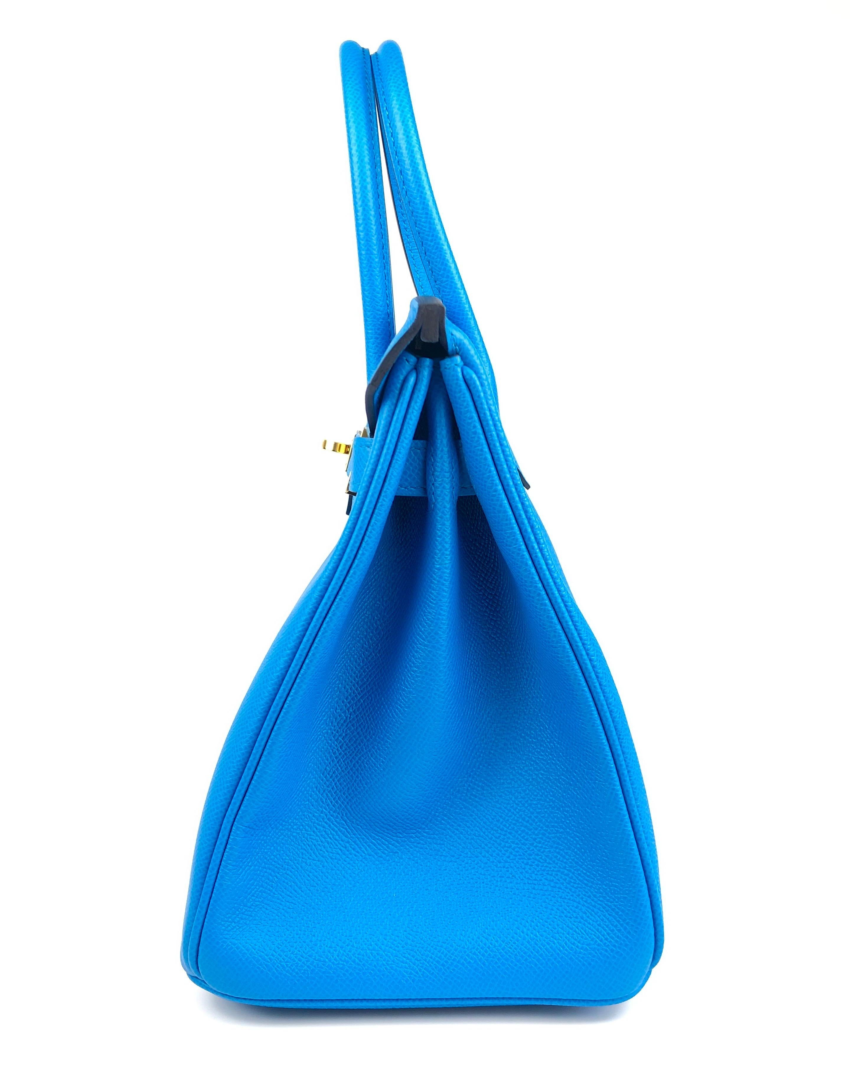 Hermes Birkin 30 Blue Frida Epsom Leather Gold Hardware New 1