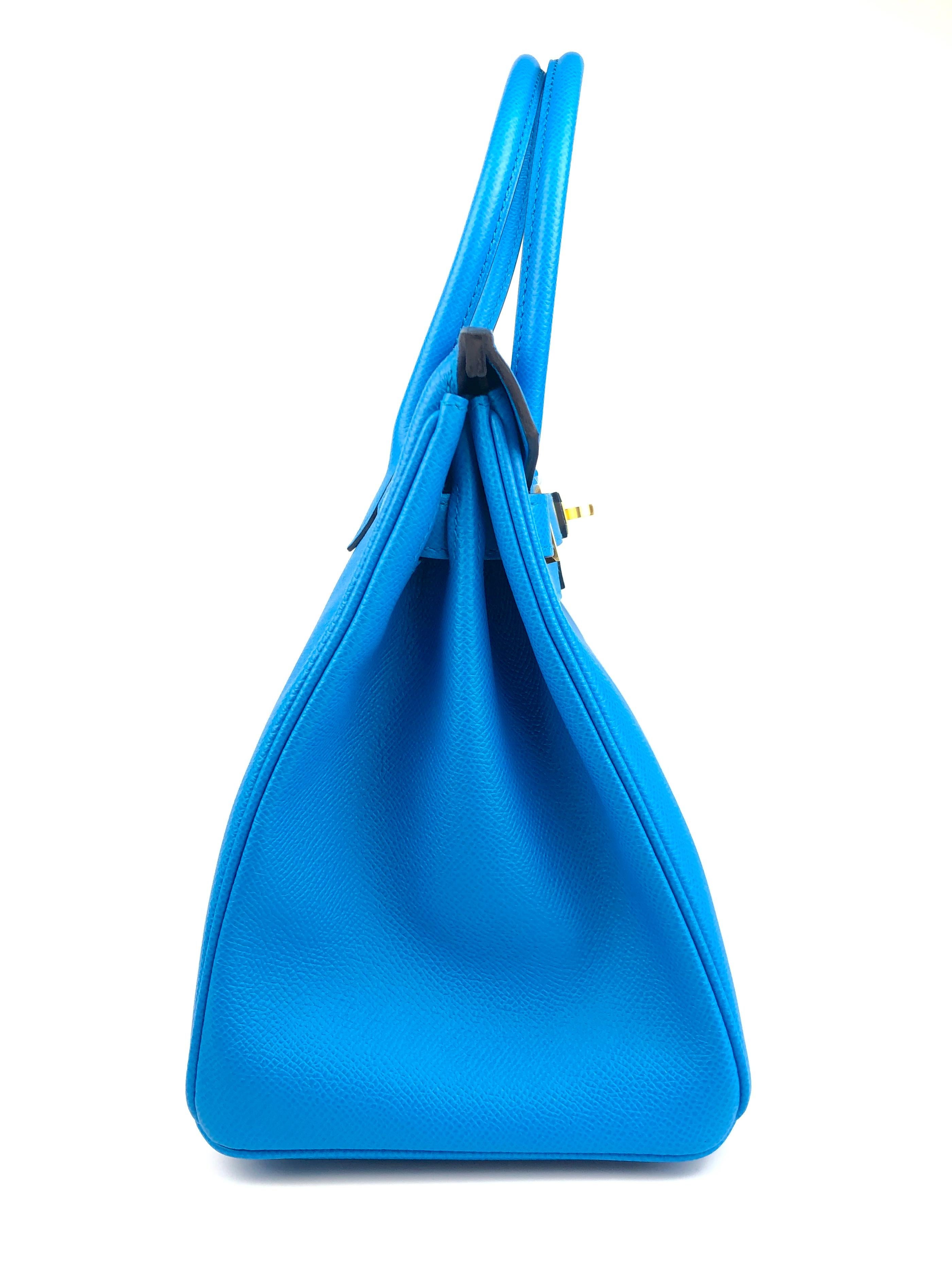 Hermes Birkin 30 Blue Frida Epsom Leather Gold Hardware New 2