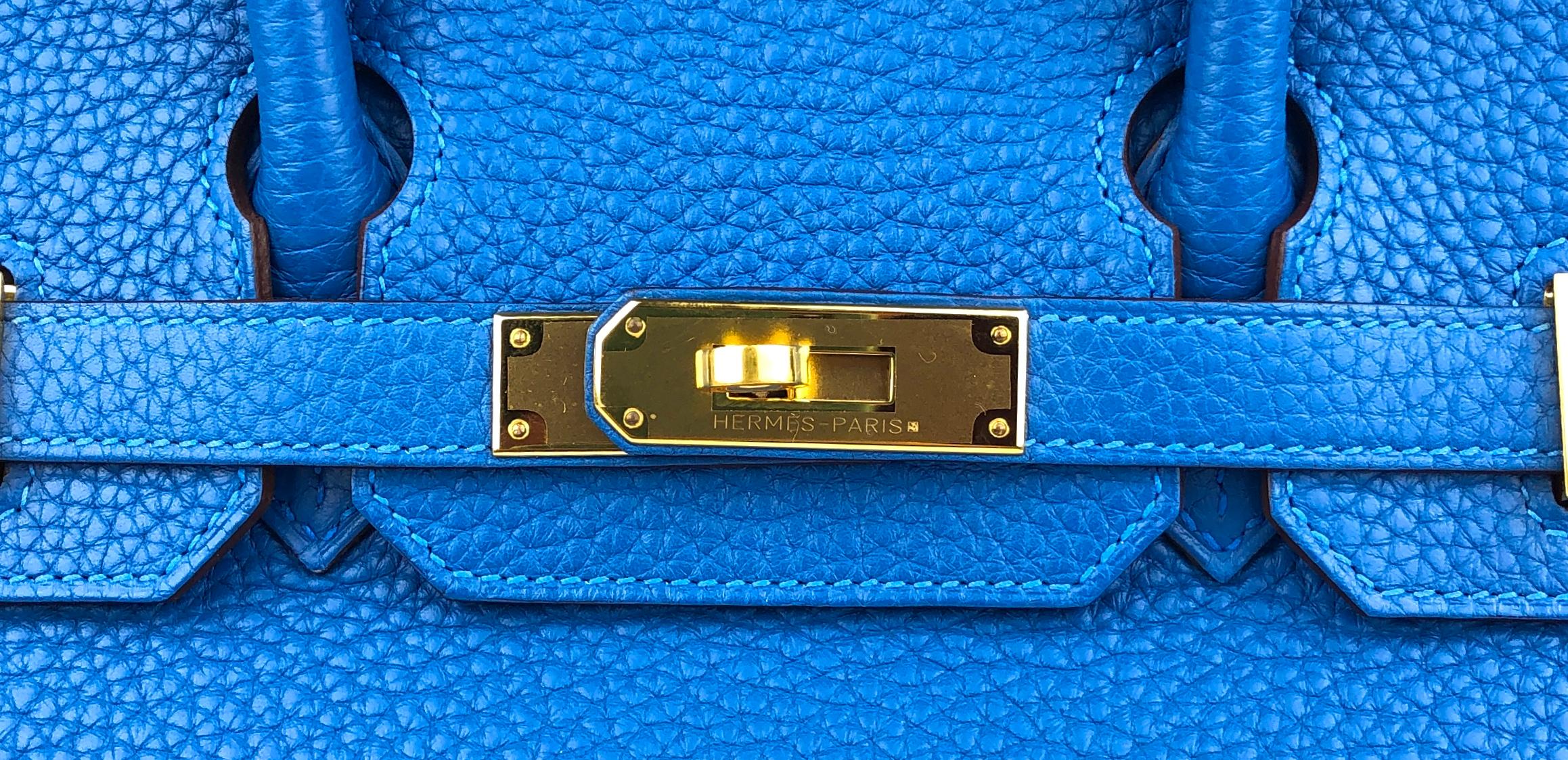 Hermes Birkin 30 Blue Hydra Leather Gold Hardware 1