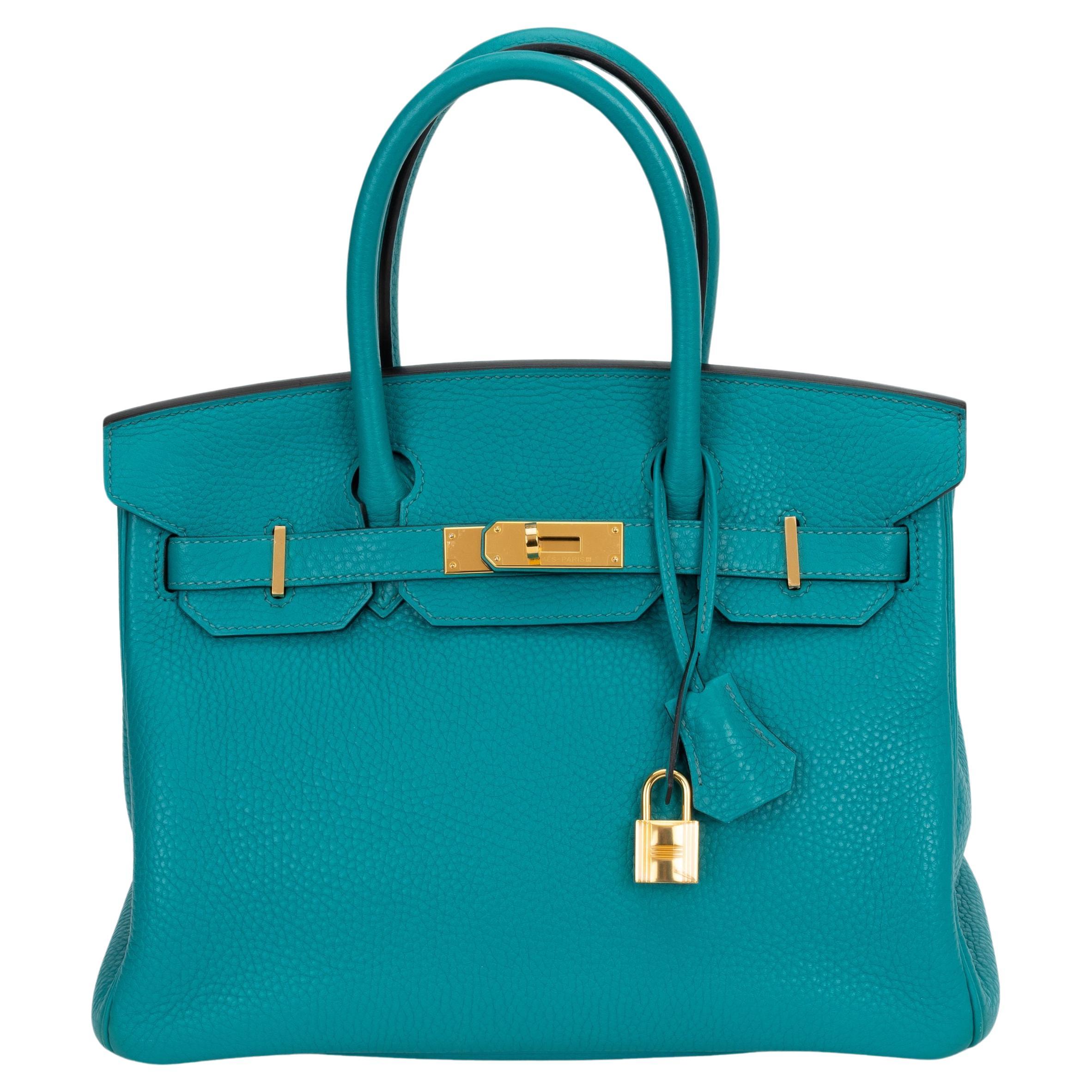 Hermes Birkin 30 Blue Paon Gold Clemence For Sale