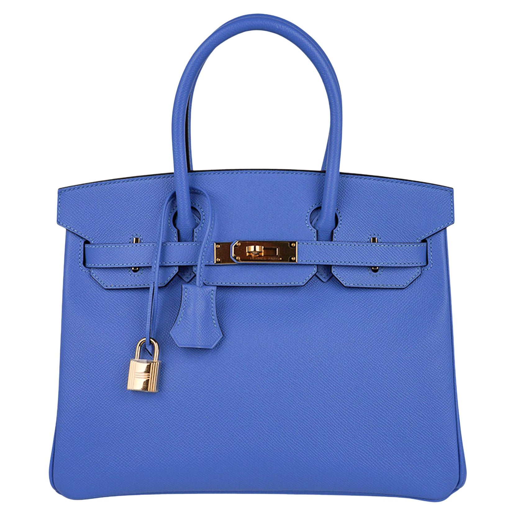 Hermes Birkin 30 Blue Paradis Bag Gold Hardware Epsom Leather