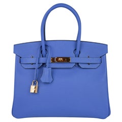 Hermes Birkin 30 Blue Paradis Bag Gold Hardware Epsom Leather