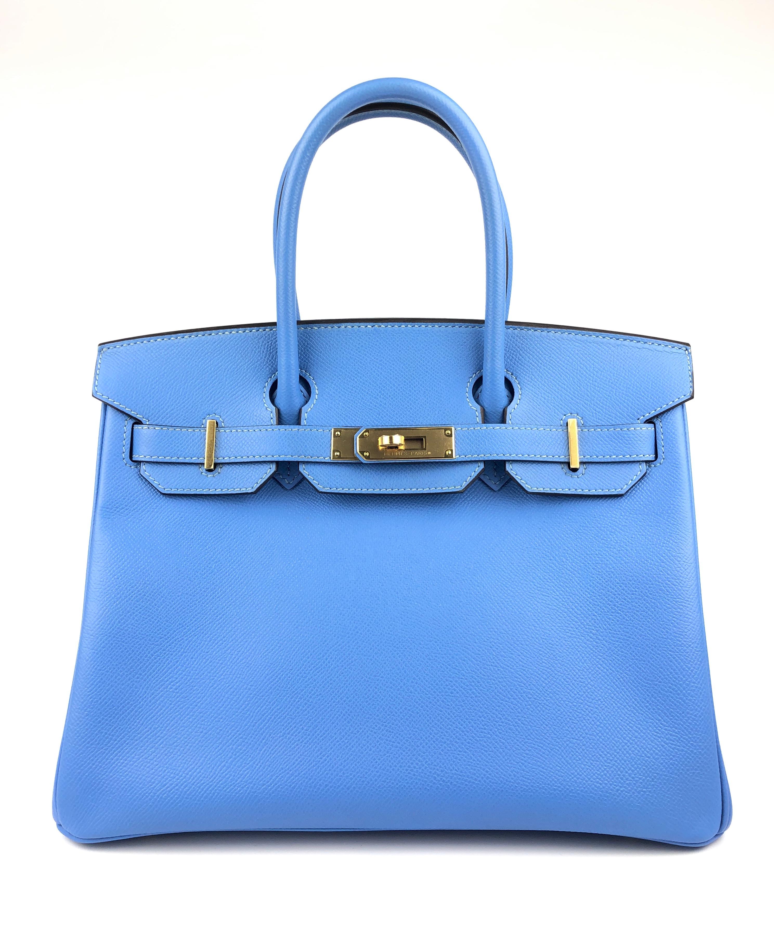 Stunning Hermes Birkin 30 Blue Colvert Epsom Gold Hardware. Pristine Condition, Almost Like New Plastic on Hardware, Excellent corners and Structure.

Shop with Confidence from Lux Addicts. Authenticity Guaranteed!