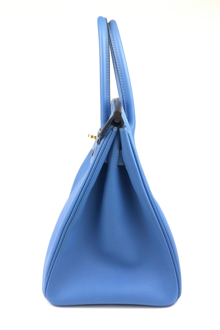 Hermes Birkin 30 Bag Blue Paradis Epsom Leather with Gold Hardware