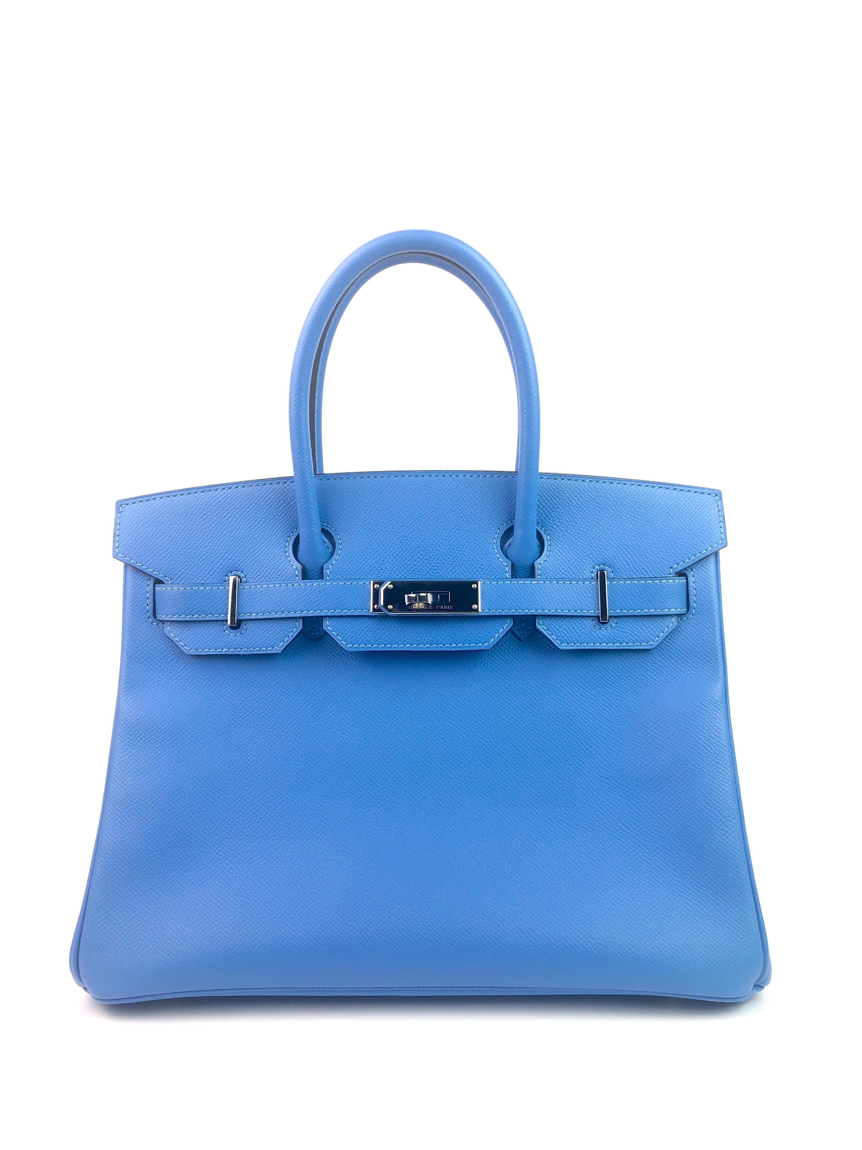 Hermes Birkin 30 Blue Paradise Epsom Palladium Hardware . R Stamp 2014 Excellent Pristine Condition, light hairlines hardware, perfect corners and structure.

Shop with Confidence from Lux Addicts. Authenticity Guaranteed! 