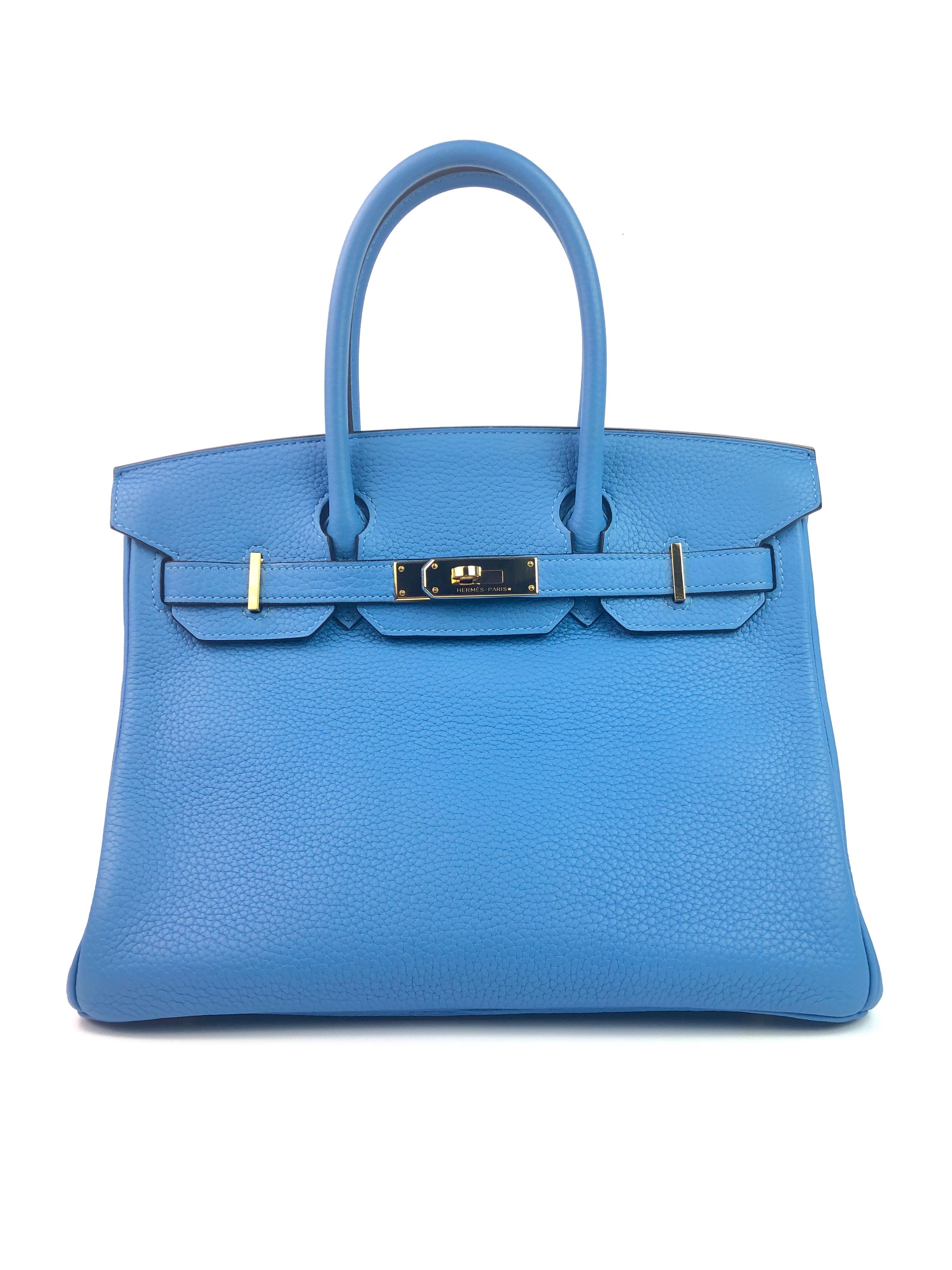 Hermes Birkin 30 Blue Paradise Gold Hardware. Excellent Condition, Some hairlines on Hardware, Excellent corners and structure. 

Shop with Confidence from Lux Addicts. Authenticity Guaranteed! 