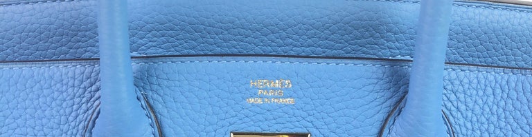 Hermes Personal Birkin bag 30 Blue paradise/ Rose confetti Epsom leather  Matt gold hardware