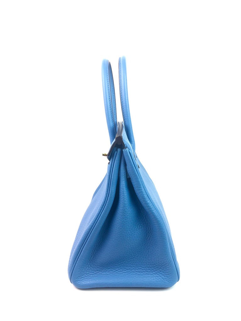 Hermes Birkin 30 Blue Paradis Bag Gold Hardware Epsom Leather For Sale at  1stDibs