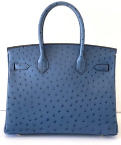 Hermes Birkin 30 Blue Roi Ostrich Gold Hardware