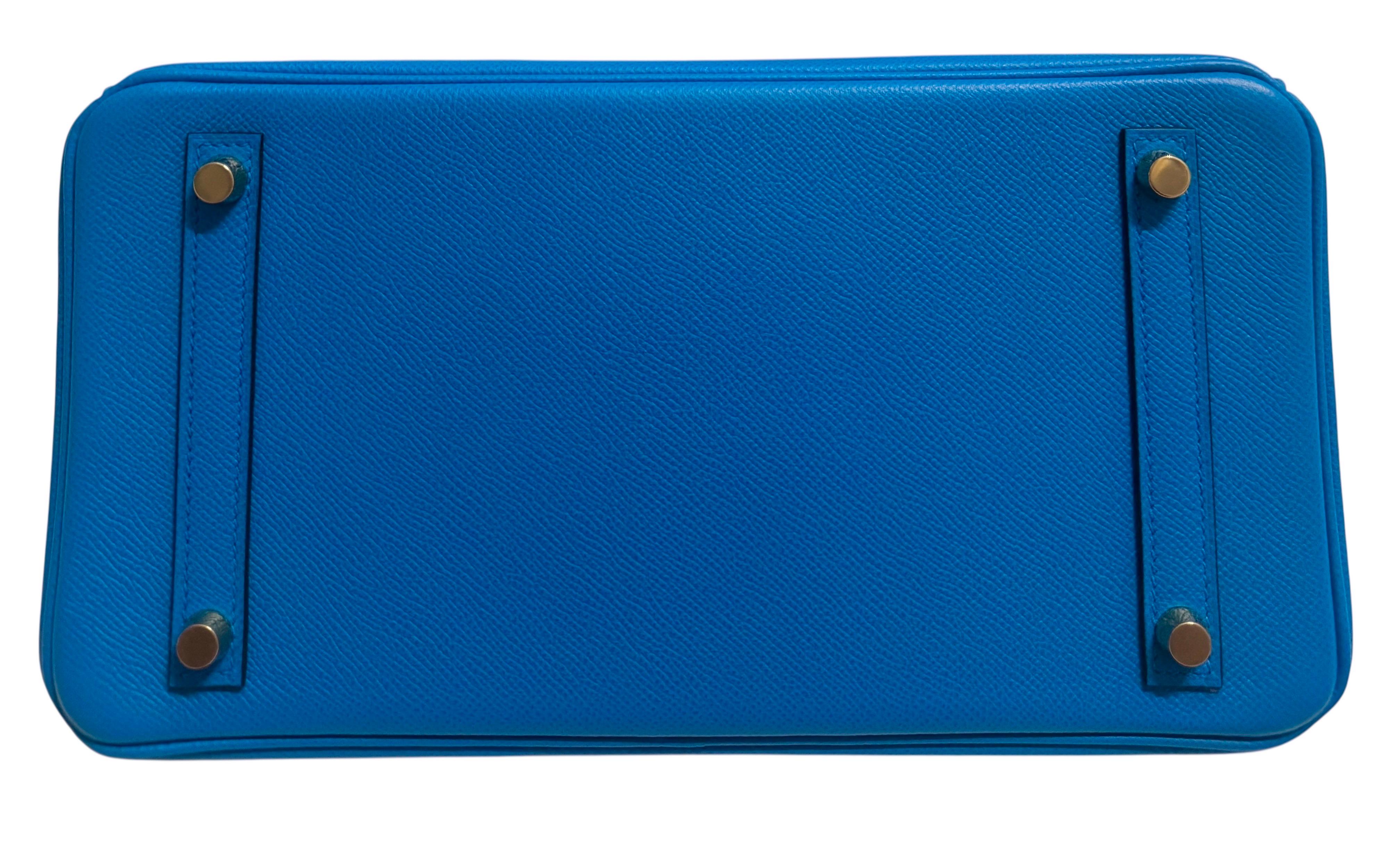 Hermes Birkin 30 blu Zanzibar con finiture in oro in vendita 1