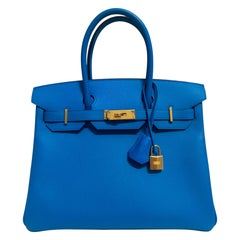 Hermes Birkin 30 azul Zanzíbar herrajes dorados