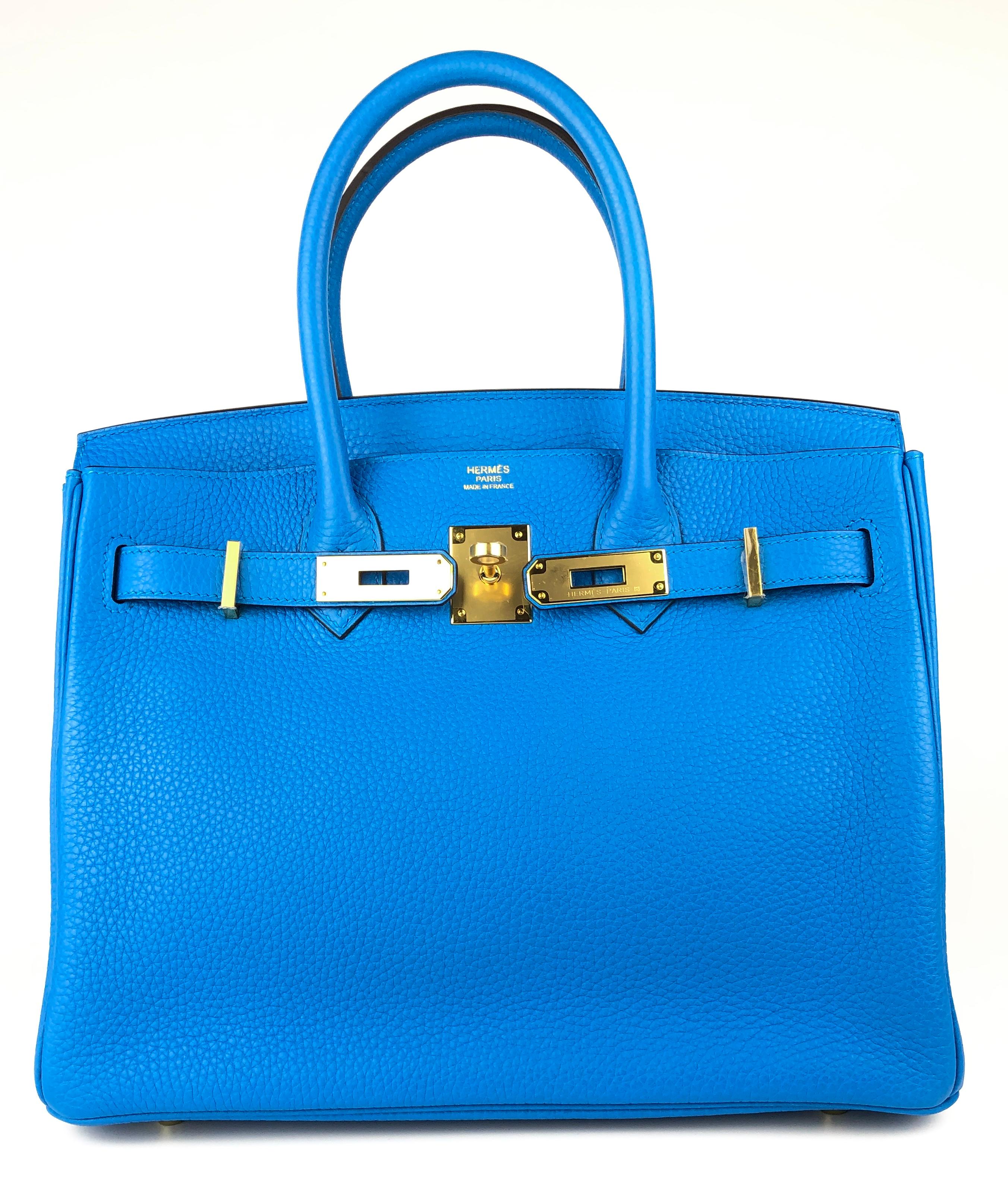 Hermes Birkin 30 Blue Zanzibar Togo Leather Gold Hardware In Excellent Condition In Miami, FL