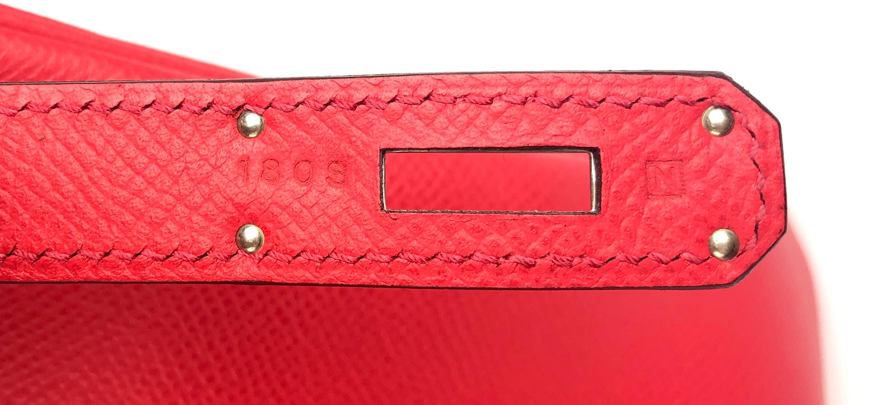 Hermes Birkin 30 Bougainvillea Red Pink Epsom Palladium Hardware  1