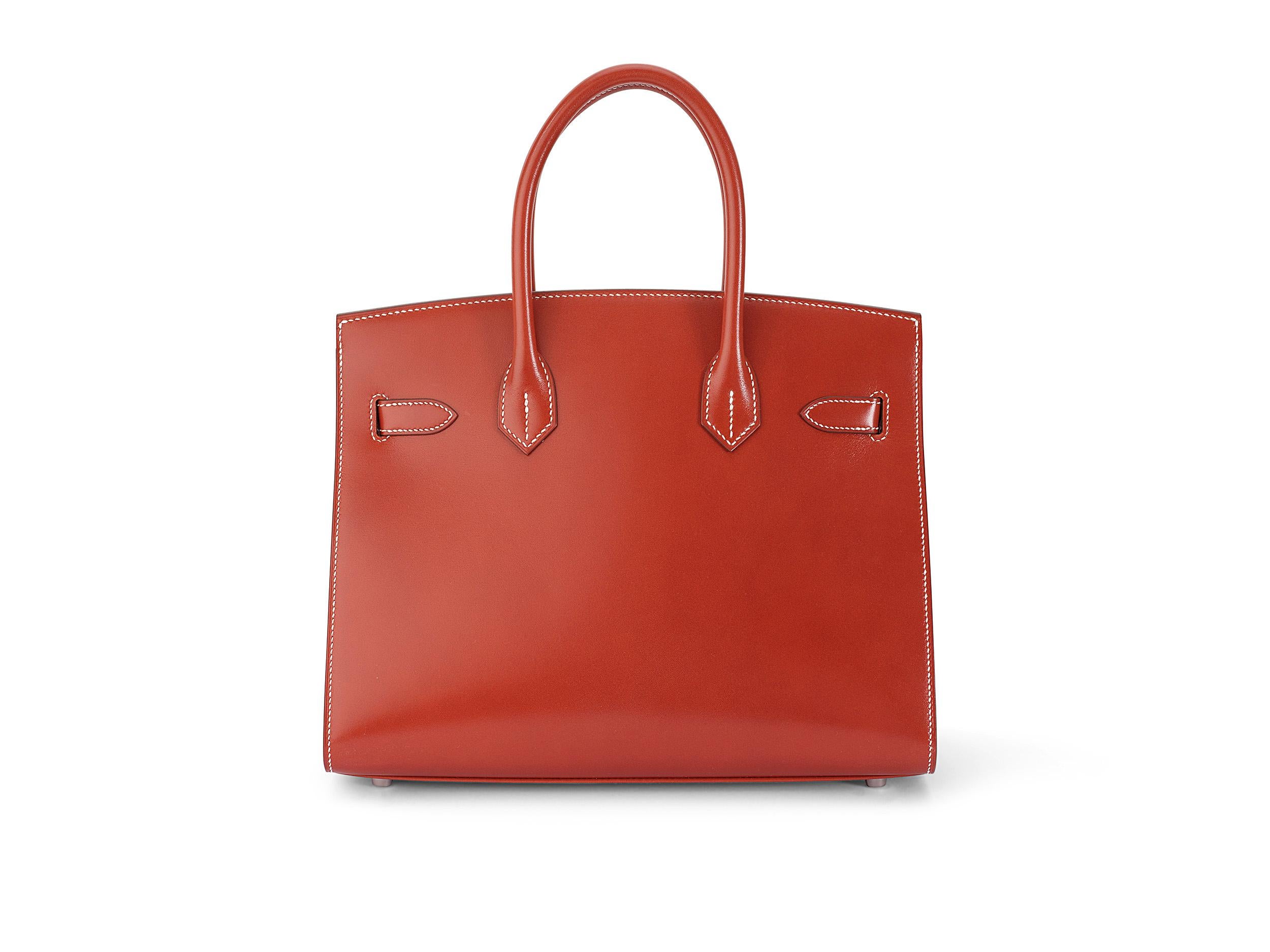 Hermès Birkin 30 Brique Sellier Boxcalf Palladium Hardware In New Condition For Sale In Berlin, DE