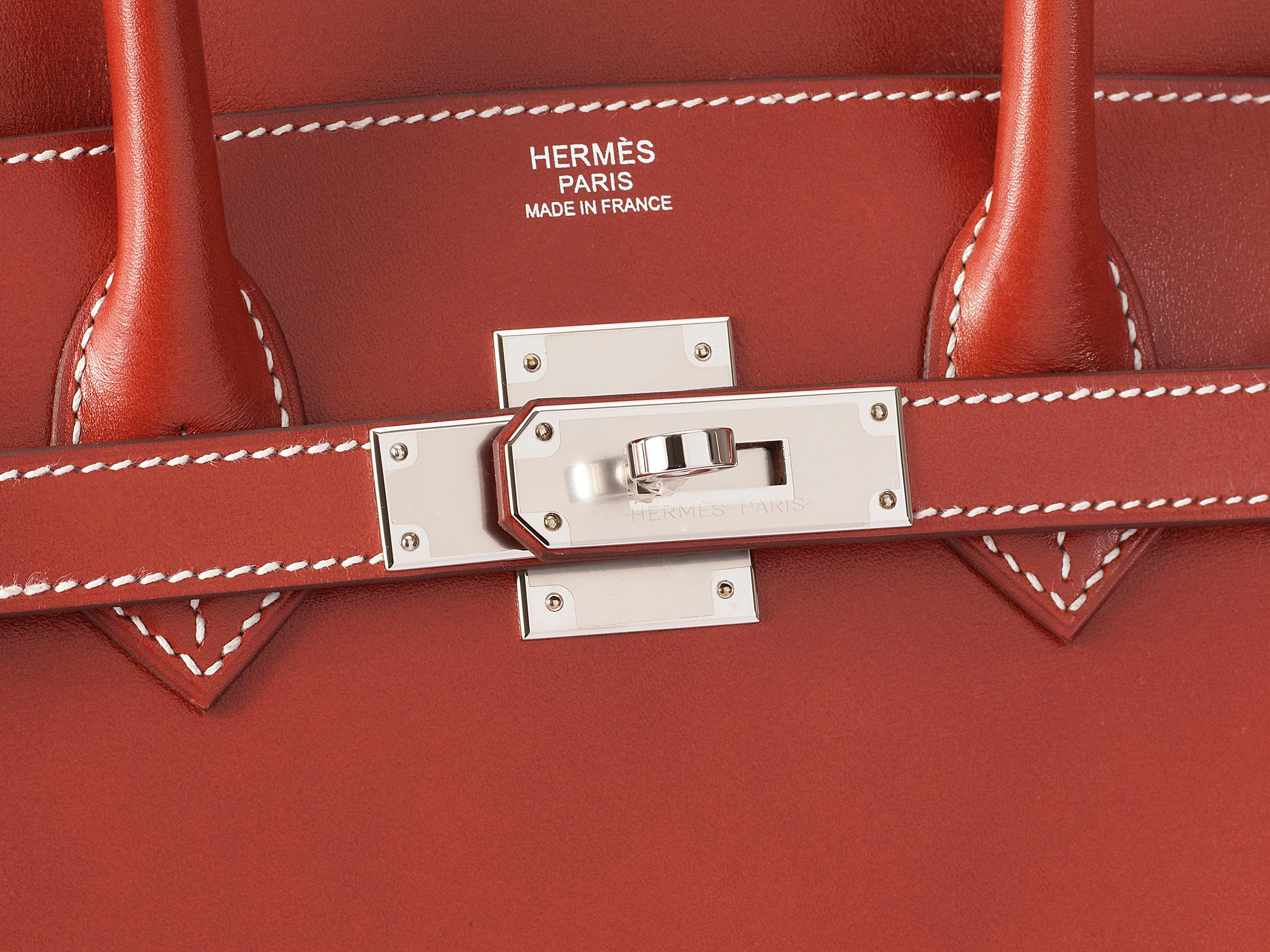 Women's or Men's Hermès Birkin 30 Brique Sellier Boxcalf Palladium Hardware For Sale