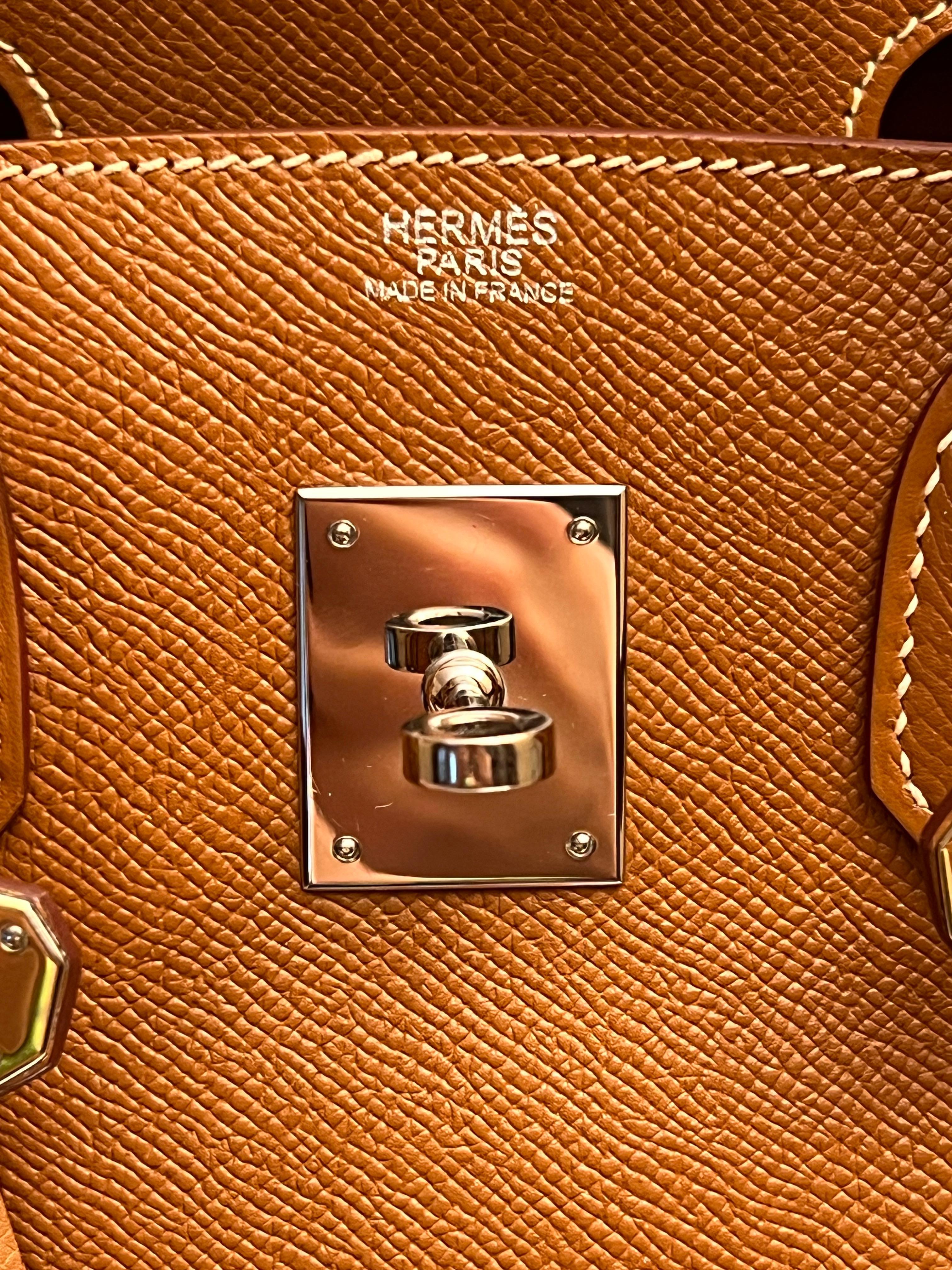 Hermes Birkin 30 Brown Epsom leather bag For Sale 9