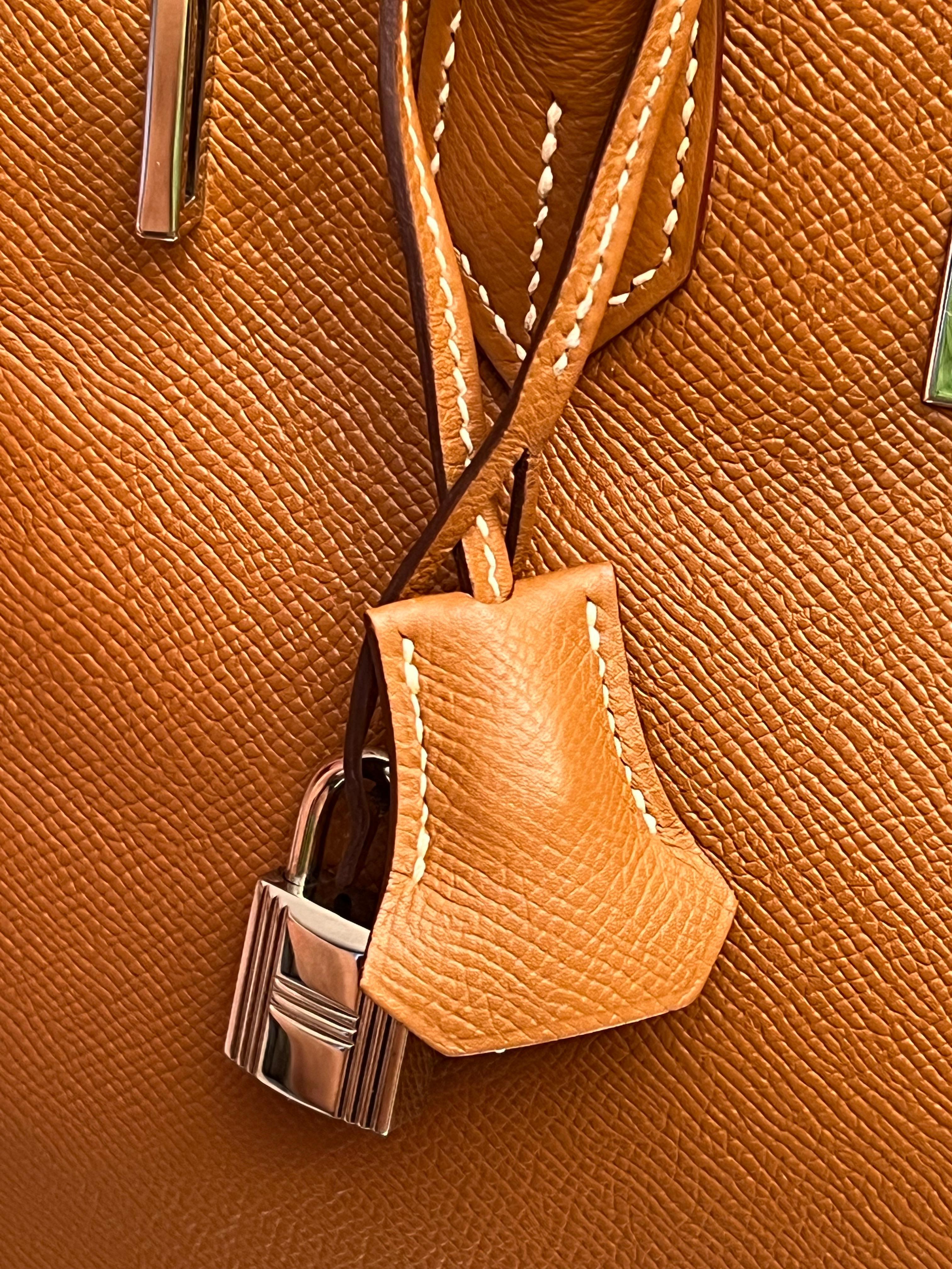 Hermes Birkin 30 Brown Epsom leather bag For Sale 15