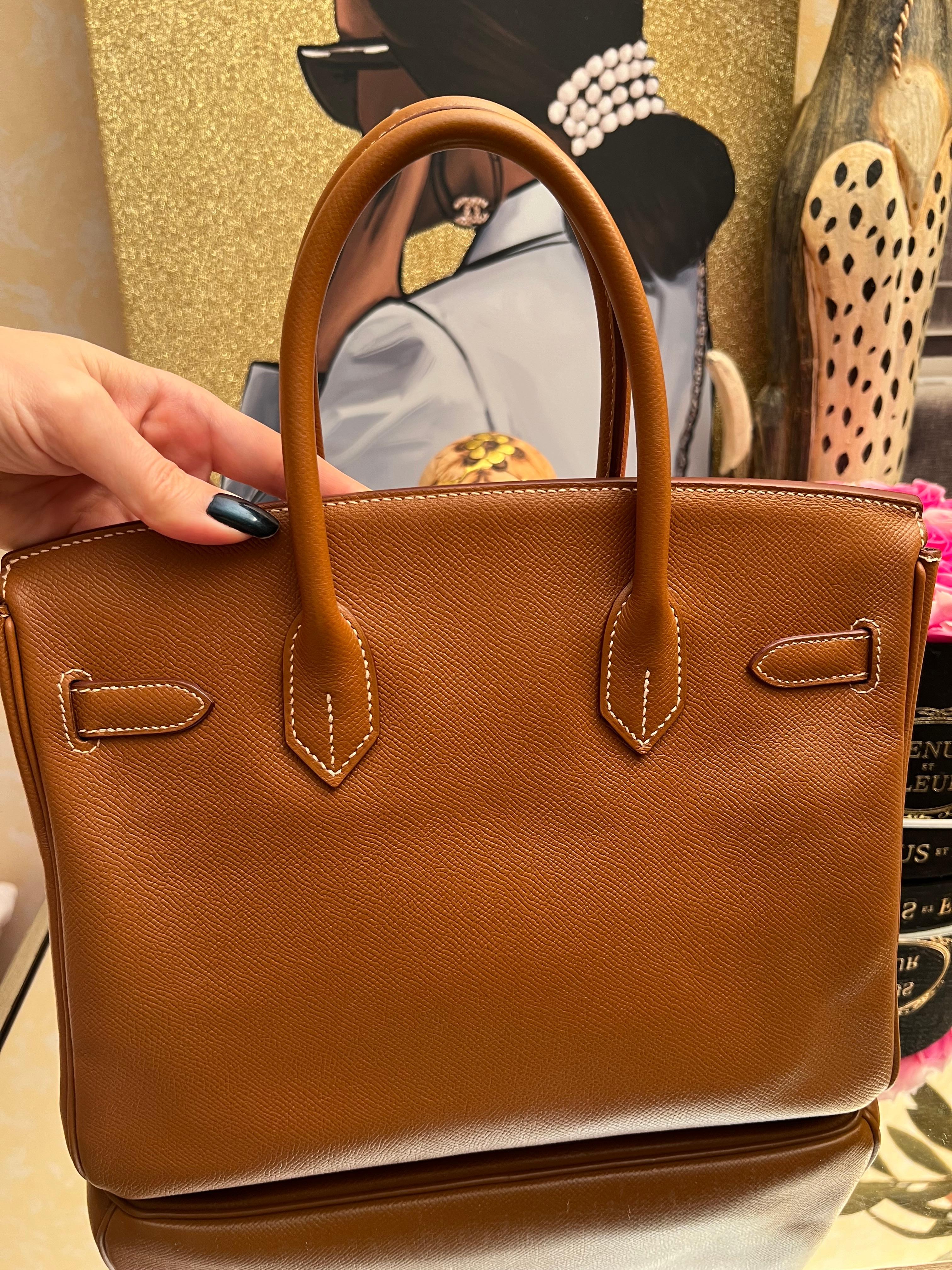 Women's or Men's Hermes Birkin 30 Brown Epsom leather bag For Sale