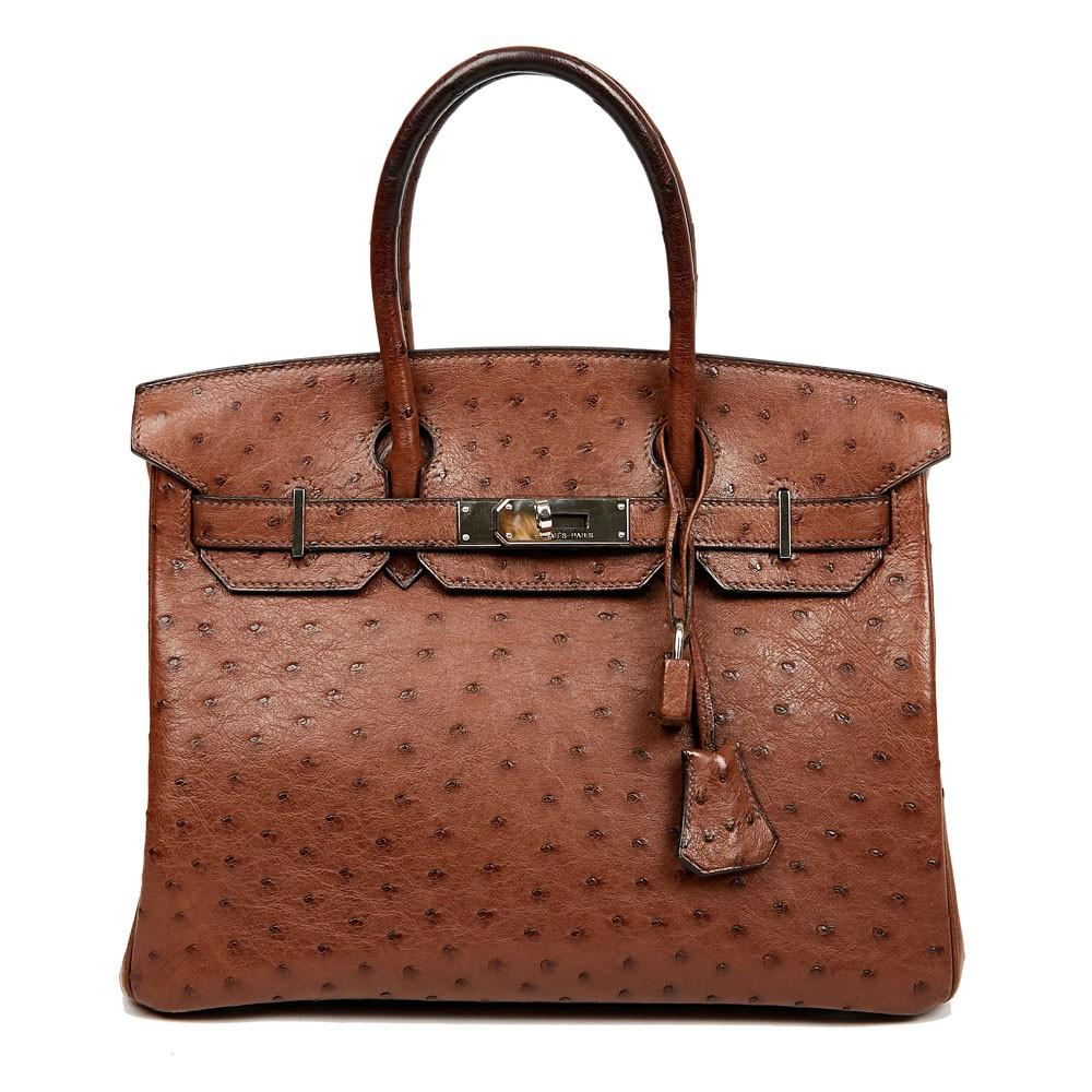 Women's Hermes Birkin 30 Brown Ostrich Bag