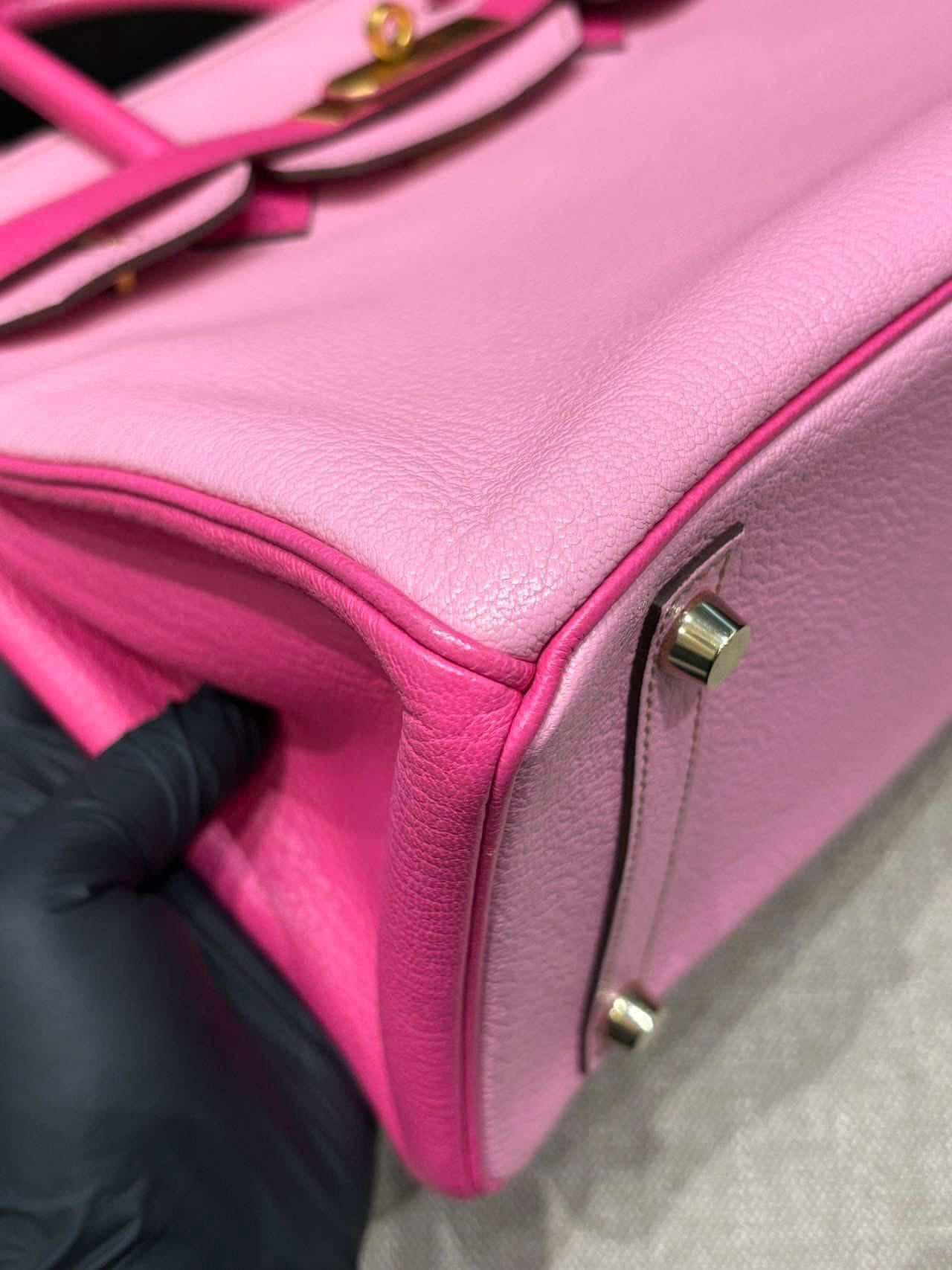 Hermes Birkin 30 Bubblegum 5P with rose tyrien special order bag GHW For Sale 6
