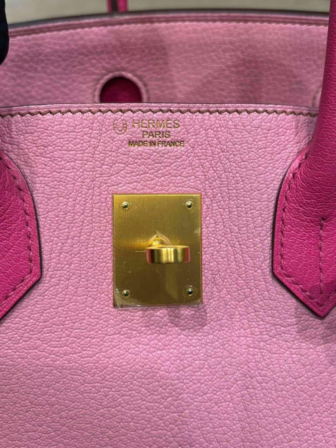 Hermes Birkin 30 Bubblegum 5P with rose tyrien special order bag GHW For Sale 7