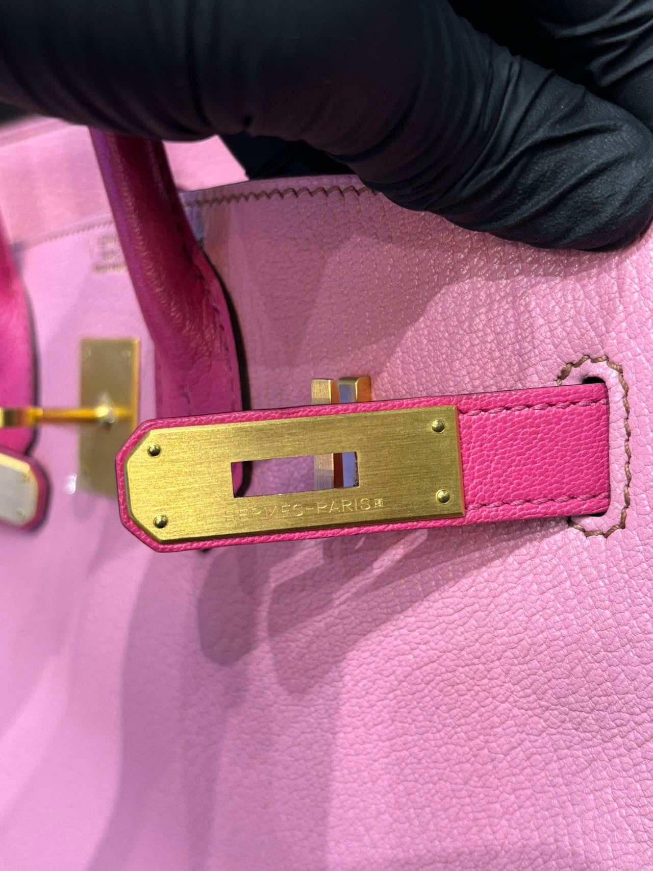Hermes Birkin 30 Bubblegum 5P with rose tyrien special order bag GHW For Sale 8