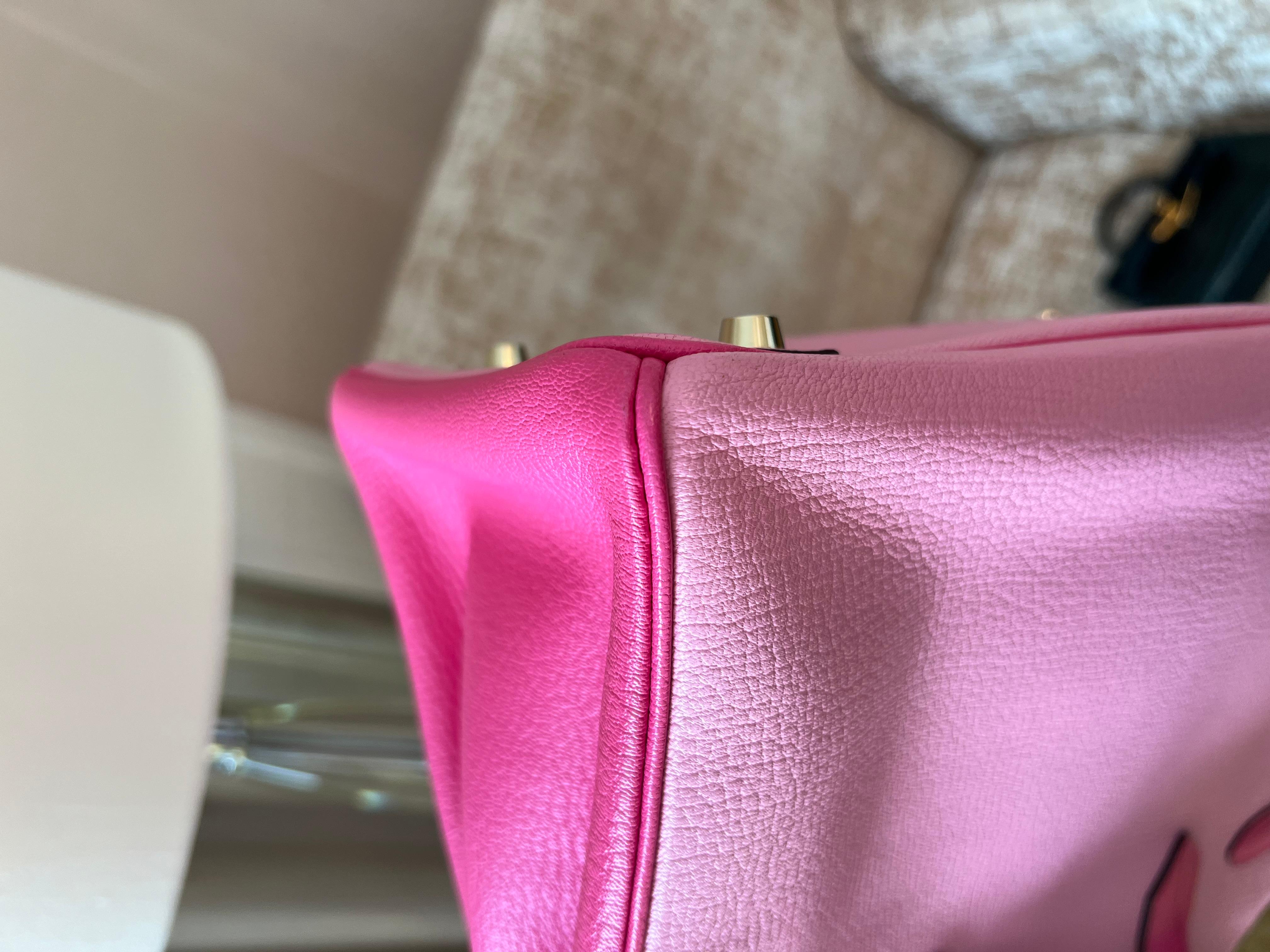 Hermes Birkin 30 Bubblegum 5P with rose tyrien special order bag GHW For Sale 12