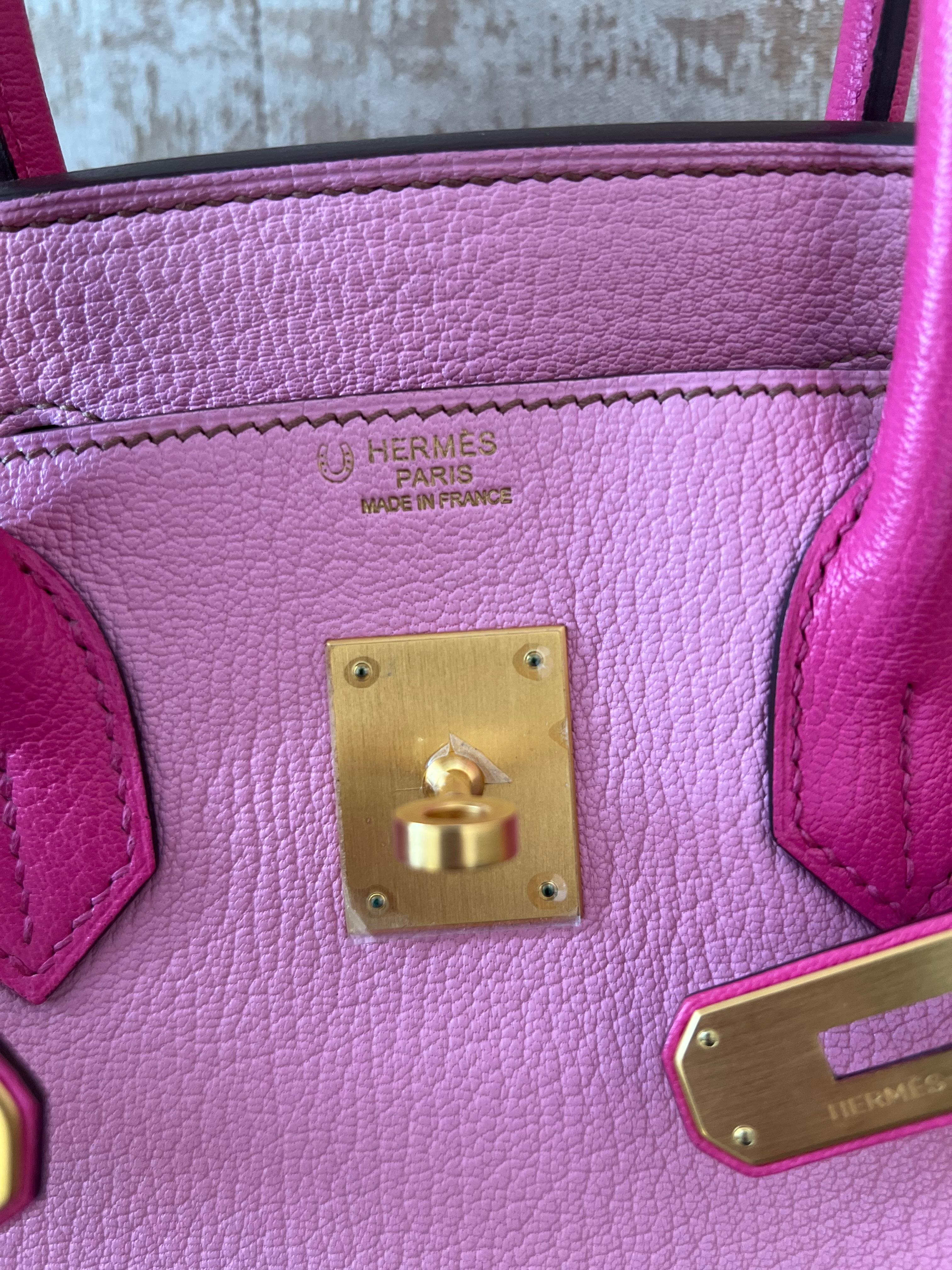 Hermes Birkin 30 Bubblegum 5P with rose tyrien special order bag GHW For Sale 15