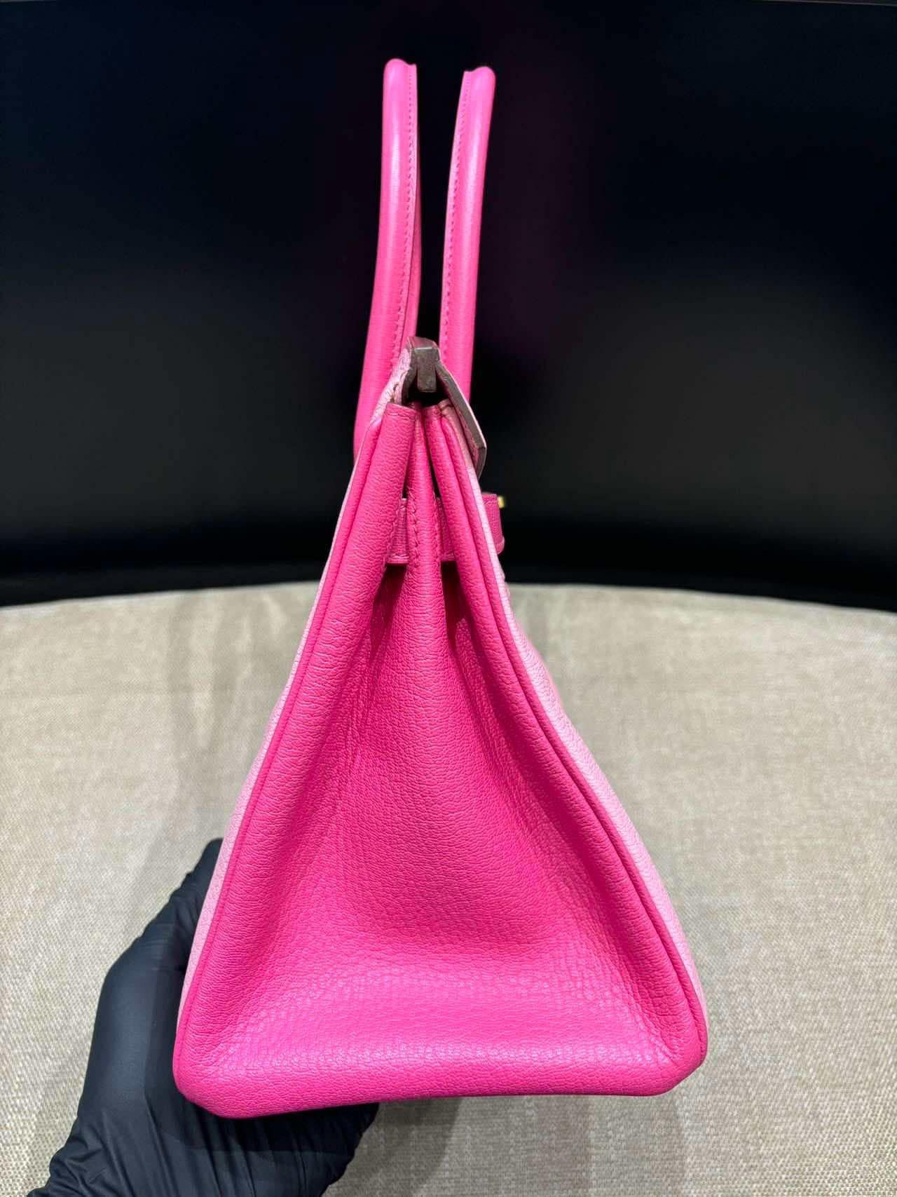 Women's or Men's Hermes Birkin 30 Bubblegum 5P with rose tyrien special order bag GHW For Sale