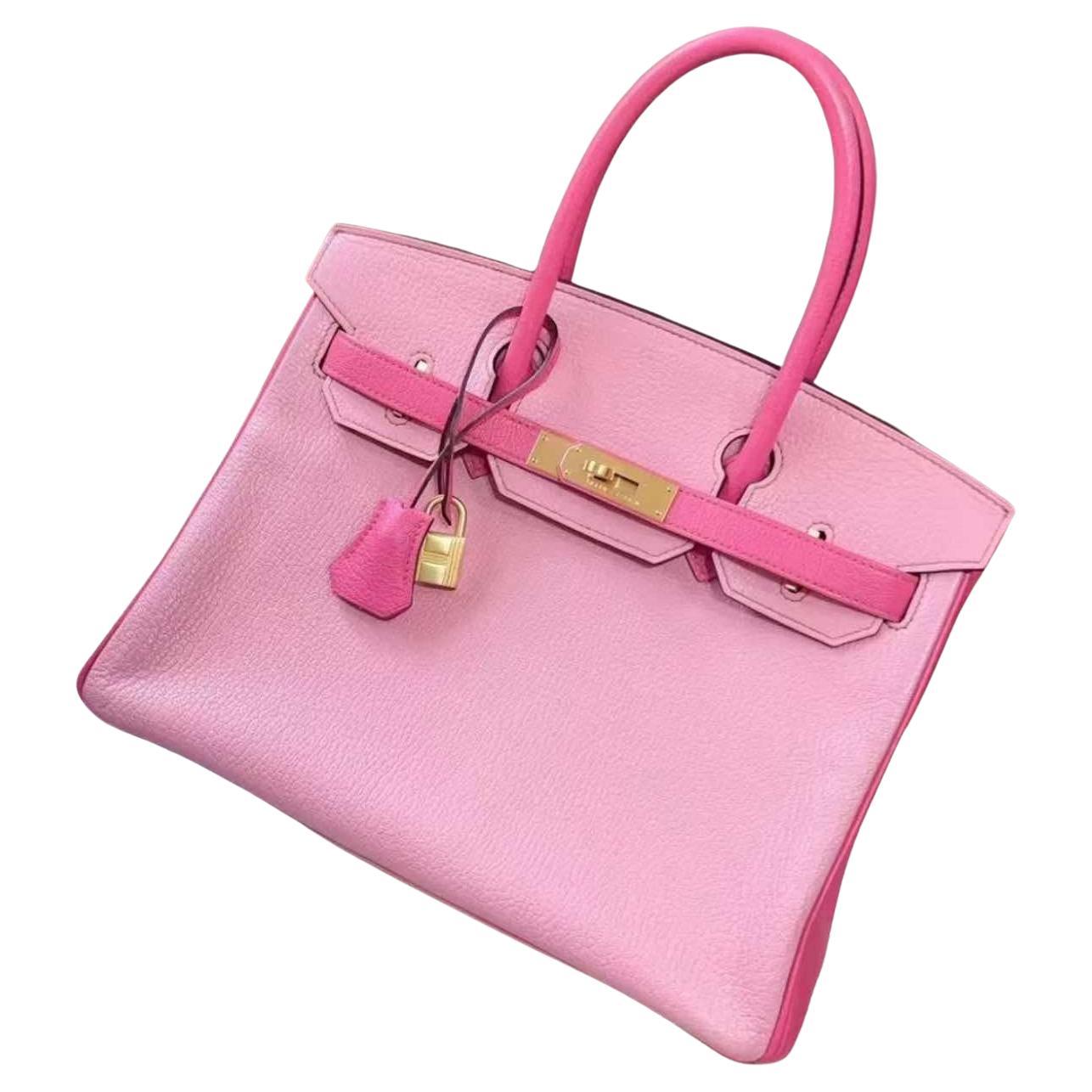 Hermes Birkin 30 Bubblegum 5P with rose tyrien special order bag GHW