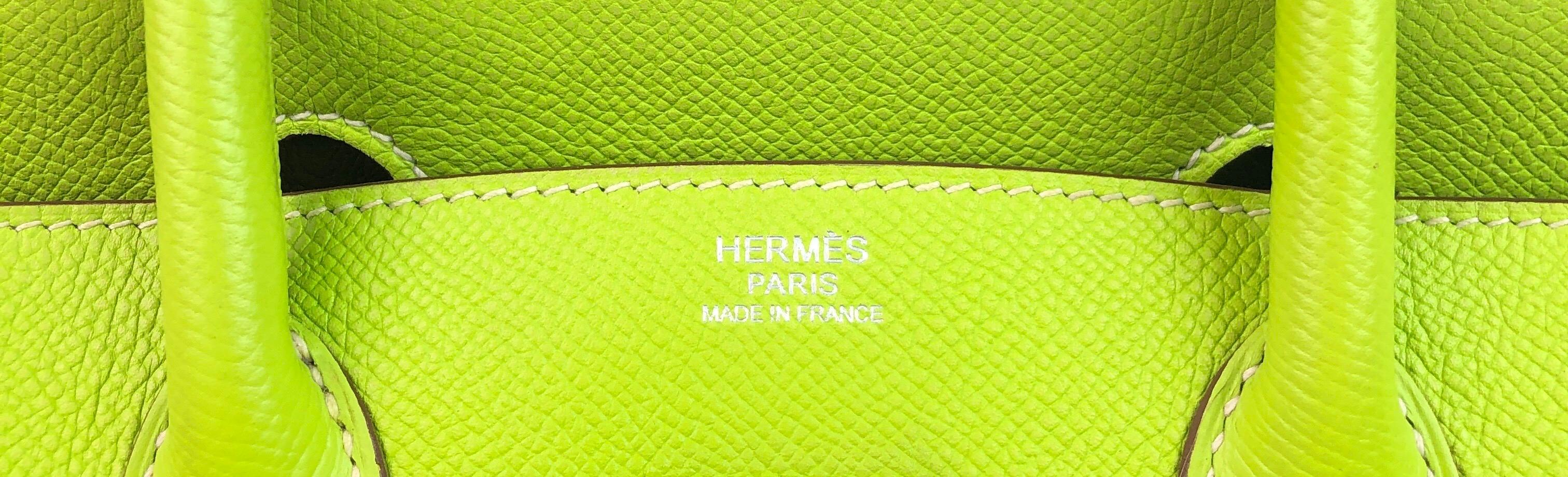 Women's or Men's Hermes Birkin 30 Candy Collection Kiwi Lime Linchen Green Palladium Hardware 