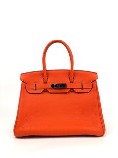 Hermes Birkin 30 Capucine Orange Red Togo Palladium Hardware