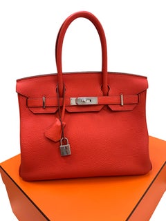 Hermès Birkin 30 Capucine Togo Leather Palladium Hardware Handbag
