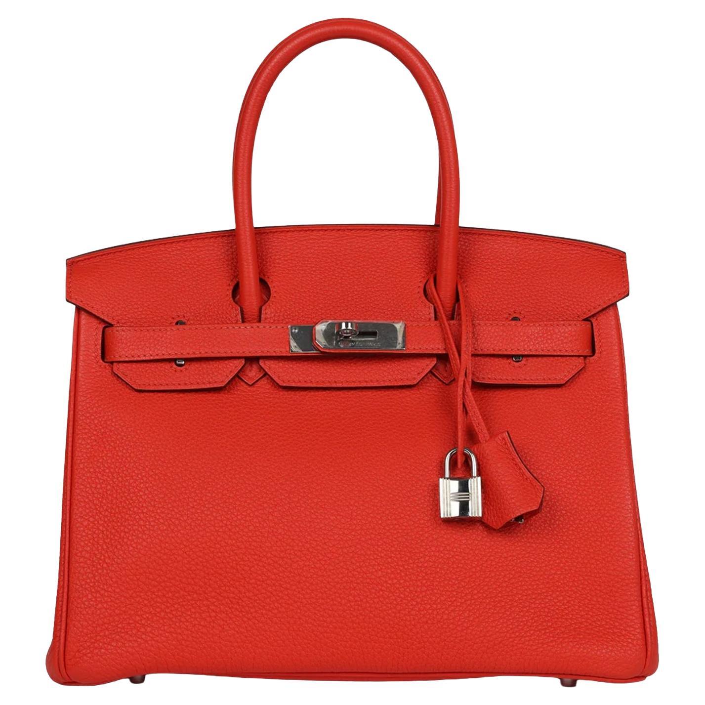 Hermès Birkin 30 Capucine Cuir Togo Quincaillerie Palladium Sac à main en vente