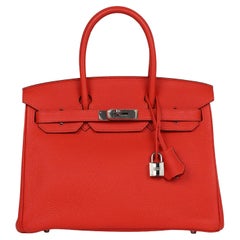 Hermès Birkin 30 Capucine Togo Leather Palladium Hardware Handbag