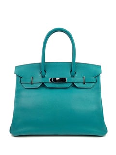 Hermes Birkin 30 Chèvre Mysore Blue Paon Palladium Hardware