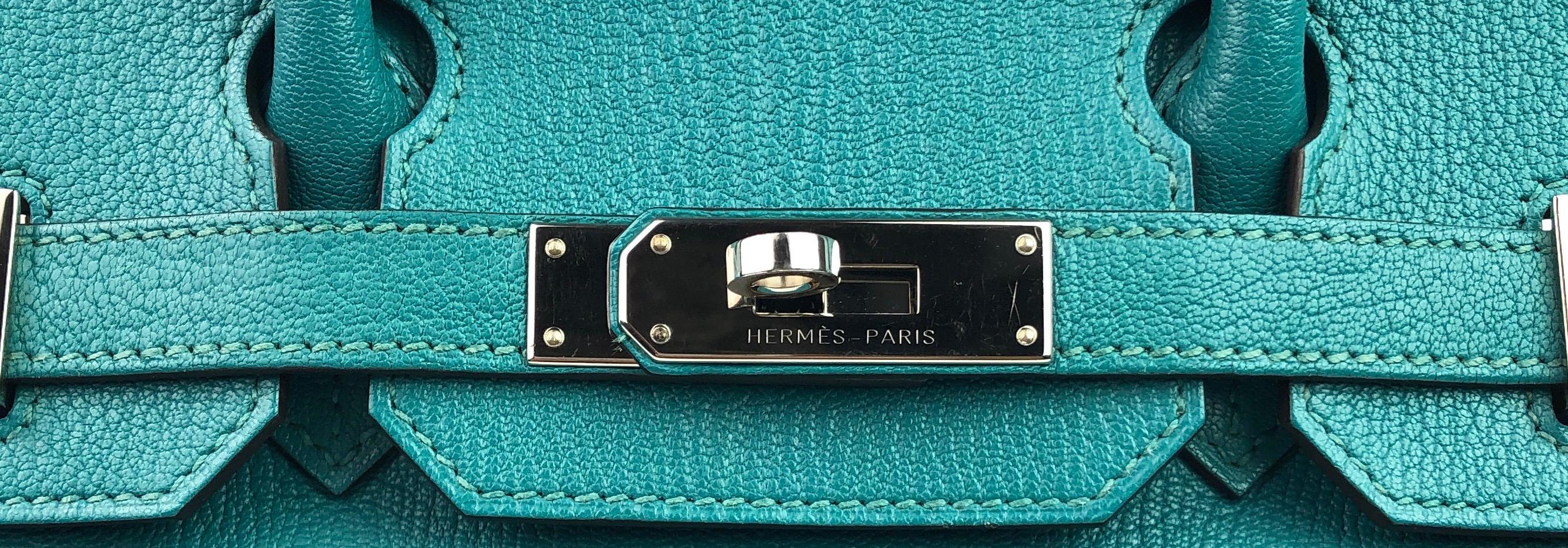 Hermes Birkin 30 Chèvre Mysore Blue Paon Palladium Hardware 1