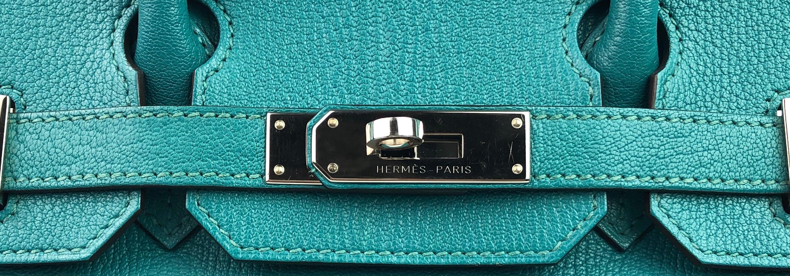 Hermes Birkin 30 Chèvre Mysore Blue Paon Palladium Hardware  1