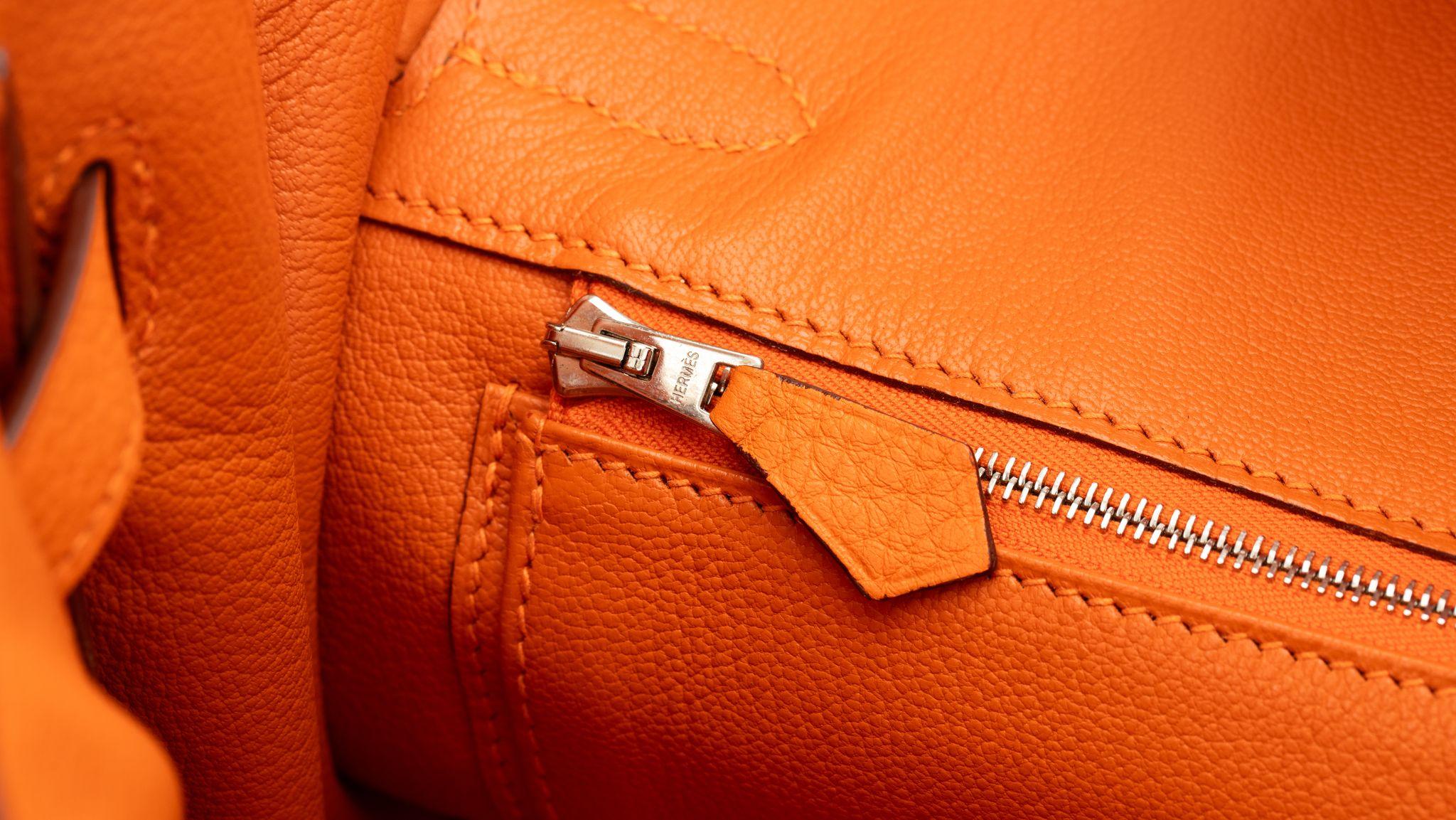 Hermès Birkin 30 Clemence Orange Pallad en vente 6