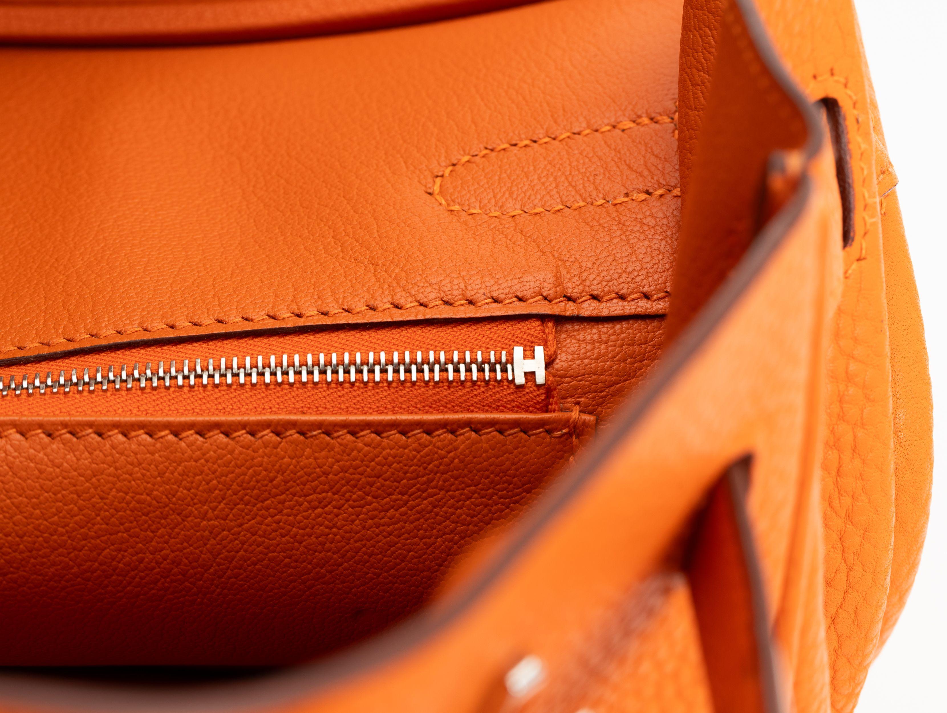 Hermès Birkin 30 Clemence Orange Pallad en vente 7