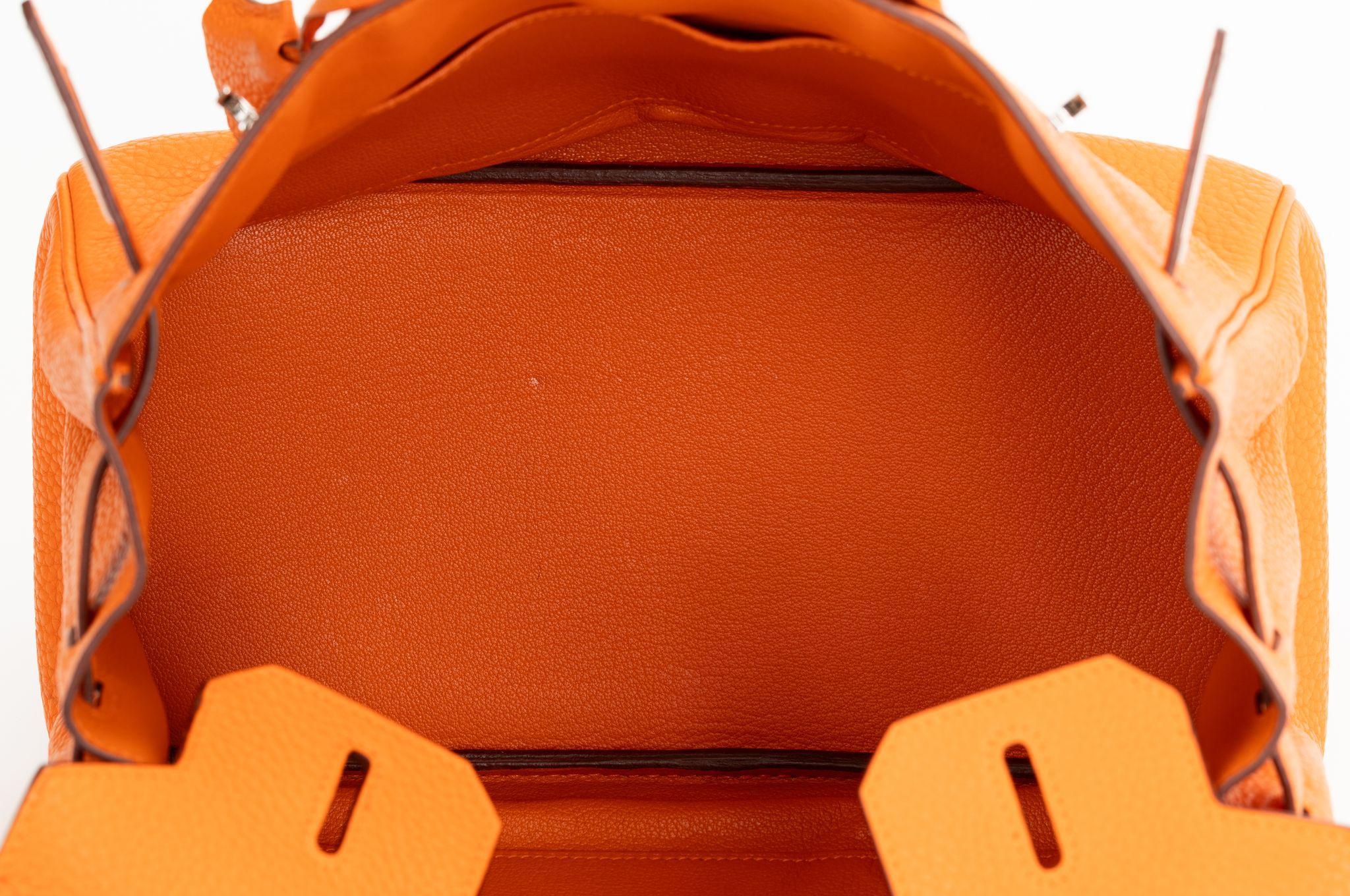Hermès Birkin 30 Clemence Orange Pallad en vente 8