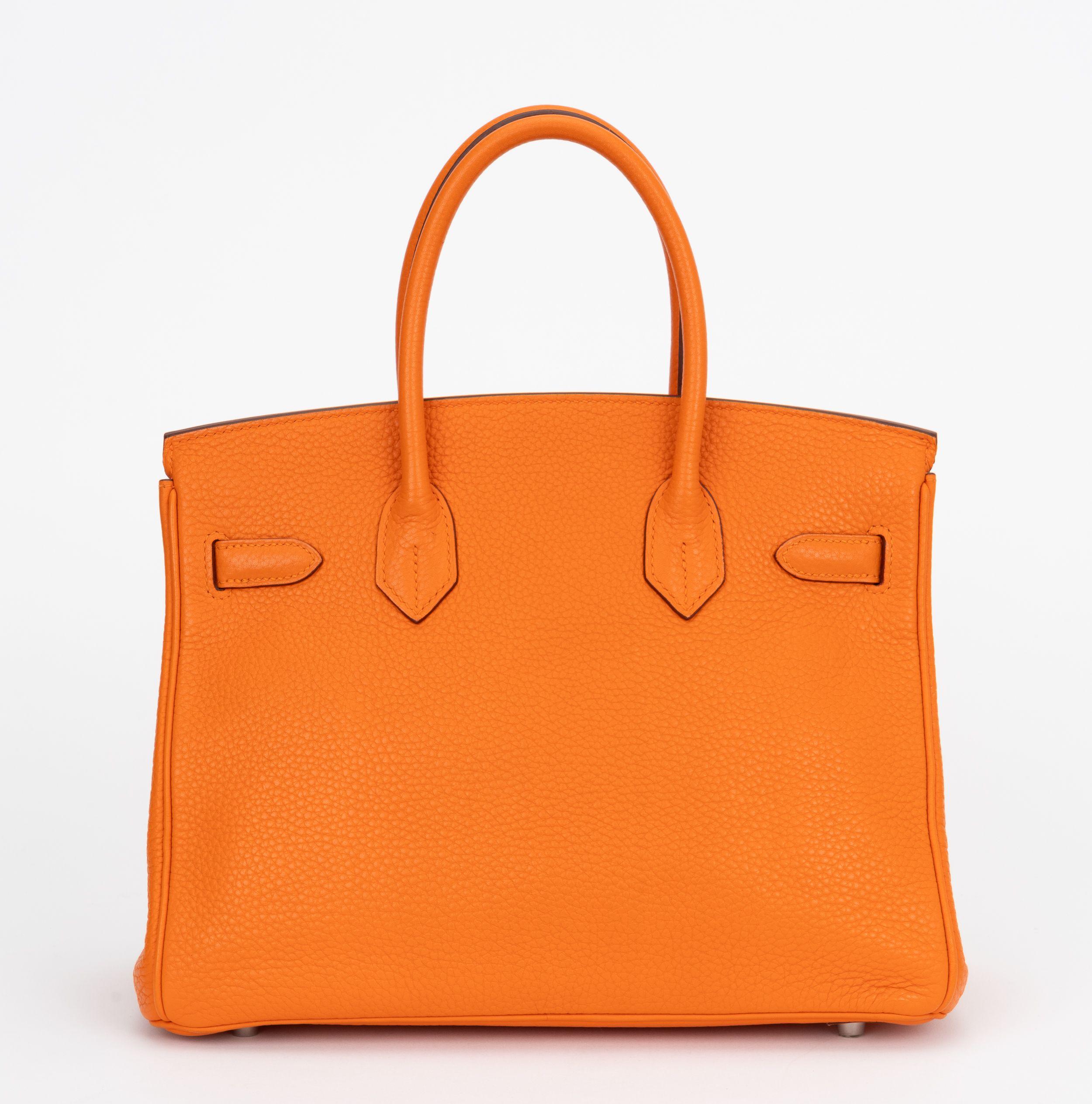 Women's Hermès Birkin 30 Clemence Orange Pallad For Sale