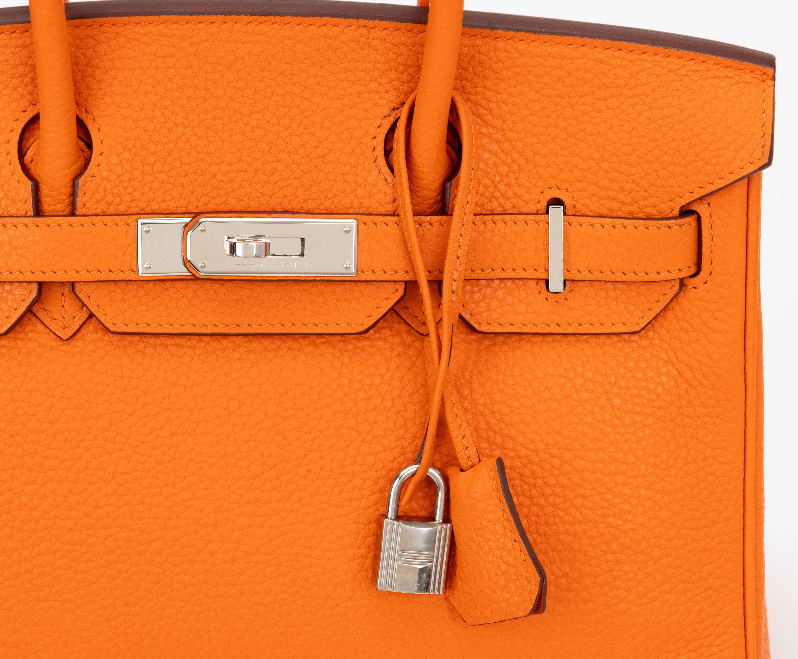 Hermès Birkin 30 Clemence Orange Pallad en vente 2