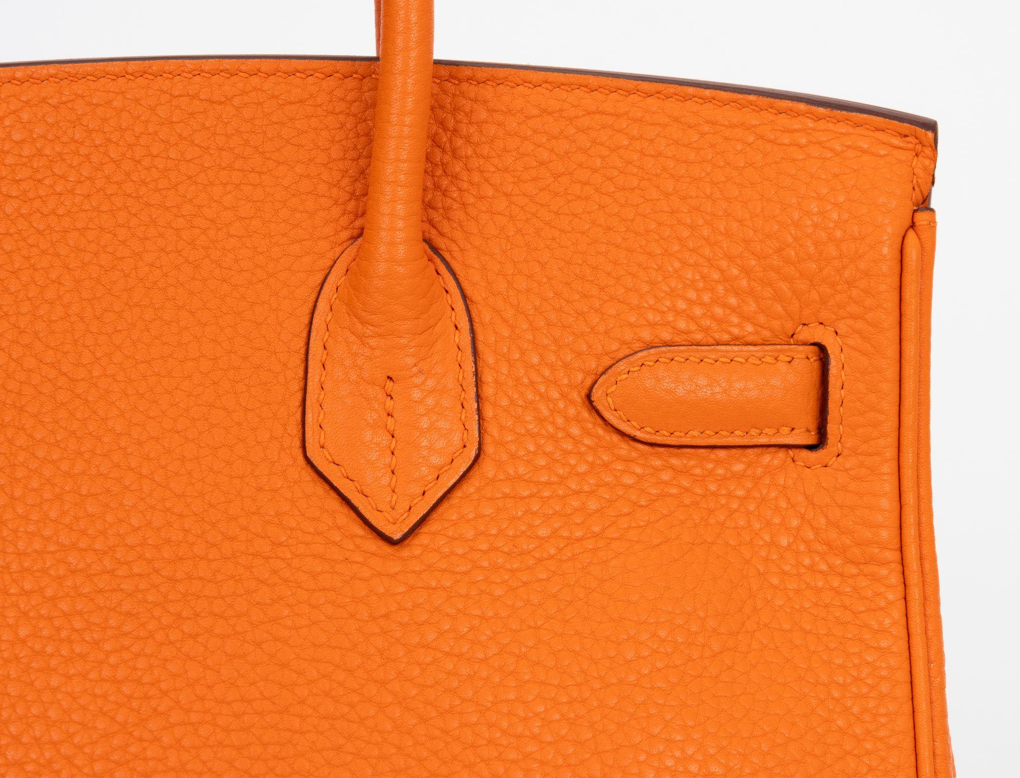 Hermès Birkin 30 Clemence Orange Pallad en vente 4