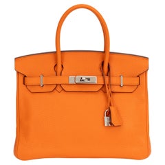 Vintage Hermès Birkin 30 Clemence Orange Pallad