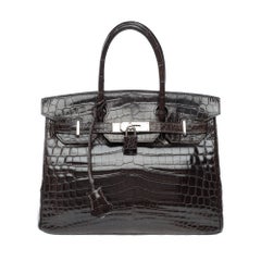 Hermes Birkin 30 cm handbag in Elephant Grey Crocodile, PHW