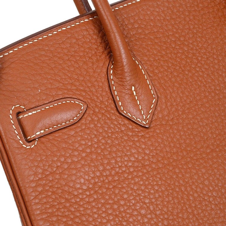 HERMES Birkin 30 Cognac Tan Brown Leather Gold Top Handle Satchel Tote Bag  For Sale at 1stDibs