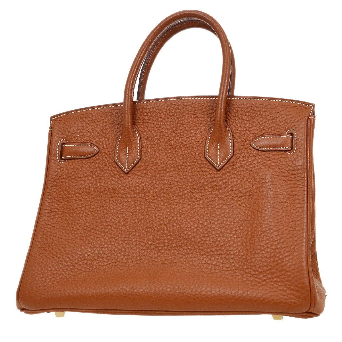 Women's HERMES Birkin 30 Cognac Tan Brown Leather Gold Top Handle Satchel Tote Bag