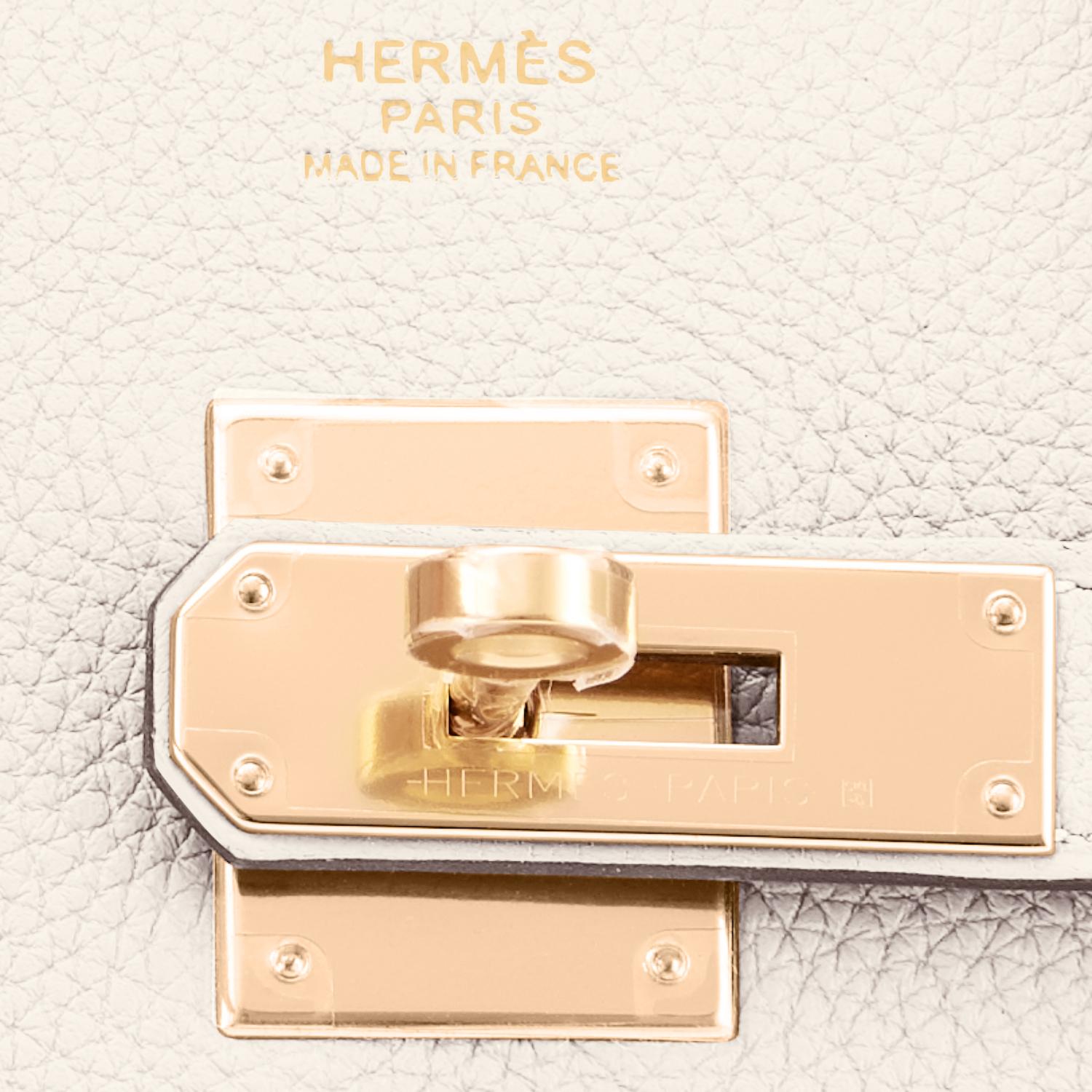 Hermes Birkin 30 Craie Rose Gold Hardware Togo Chalk Off White Bag Z Stamp, 2021 4