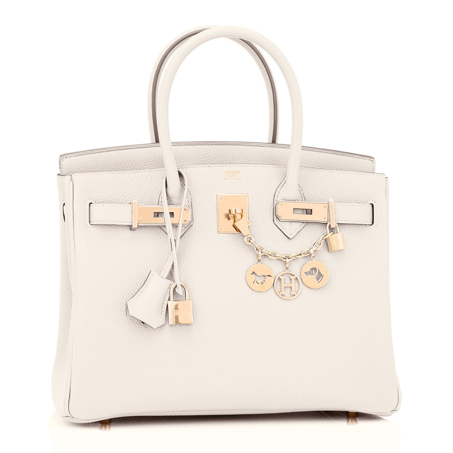 Hermes Craie 30cm Birkin Togo Rose Gold Hardware Chalk Off White NEW
Just purchased from Hermes store; bag bears new interior 2021 Z Stamp.
Brand New in Box. Store fresh. Pristine Condition (plastic on hardware.)
Perfect gift! Comes in full set with